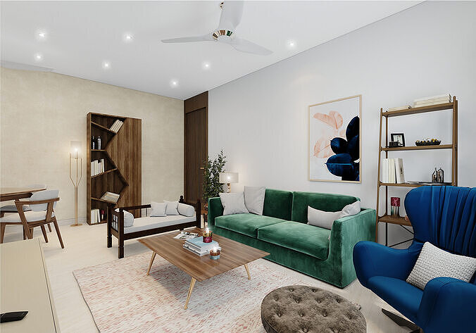 LIVING AND DINING AREA DS005 3D model
