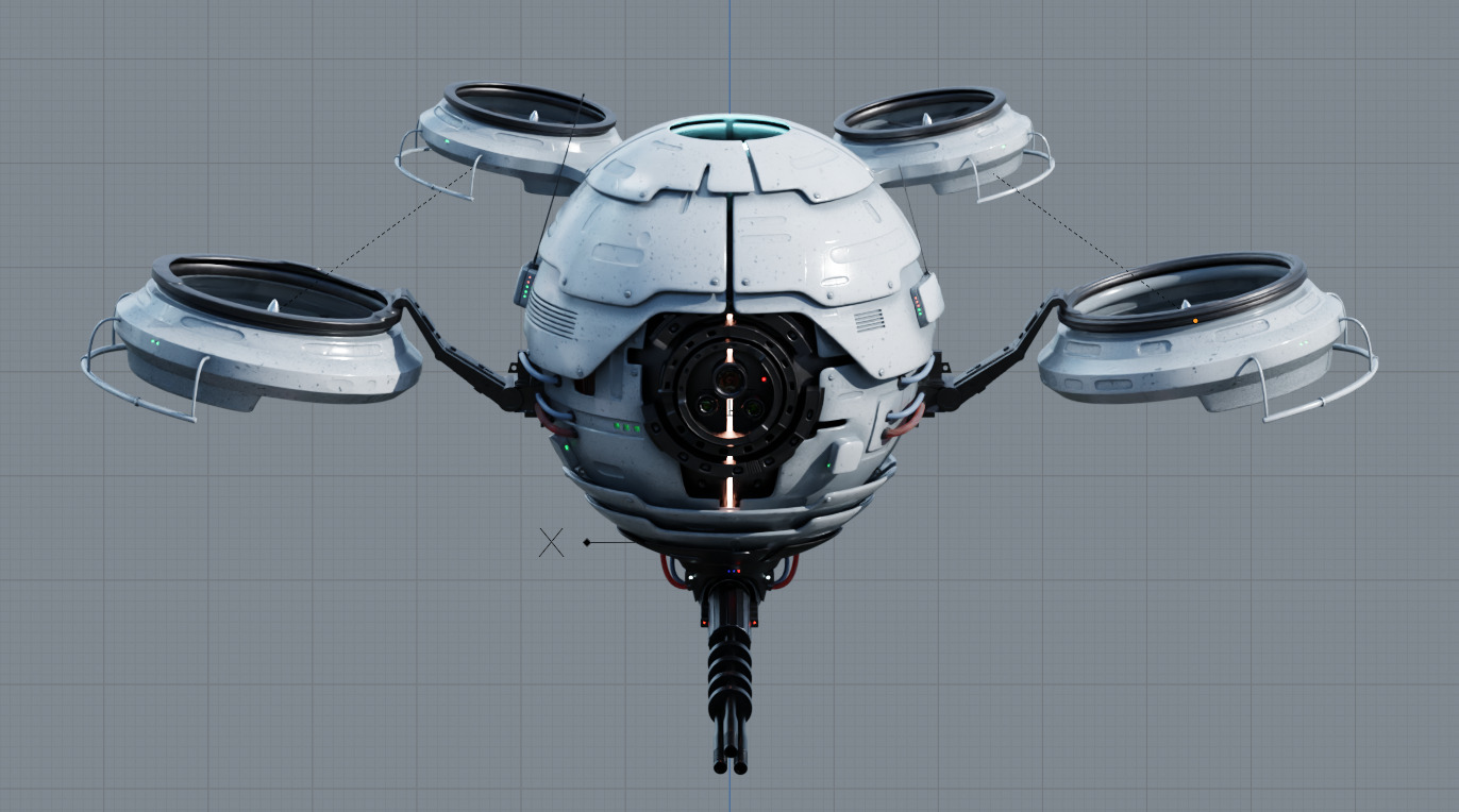 Quadro Drone Sci Fi PBR Textures High-poly 3D model 3D model_3