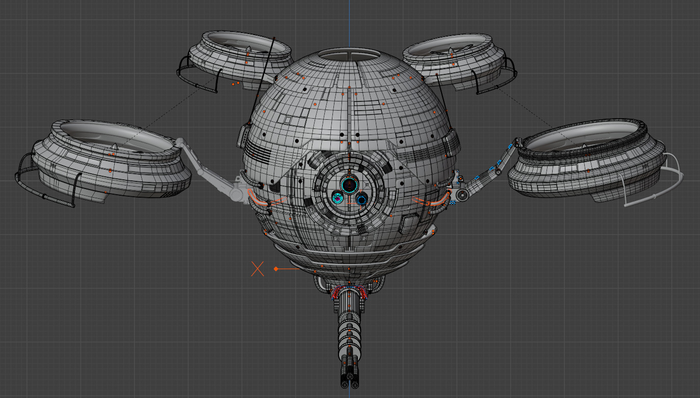 Quadro Drone Sci Fi PBR Textures High-poly 3D model 3D model_5