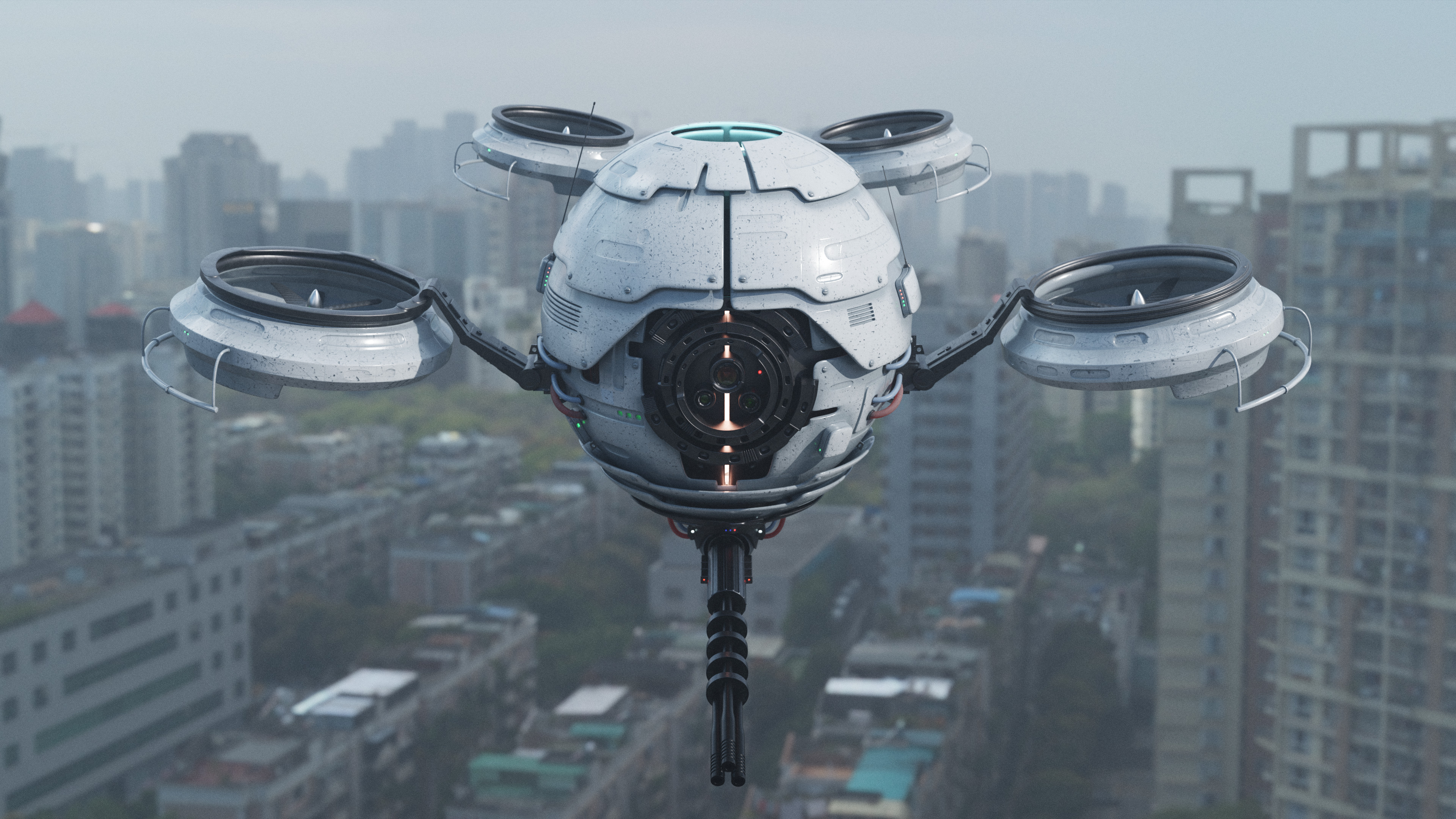 Quadro Drone Sci Fi PBR Textures High-poly 3D model 3D model_1