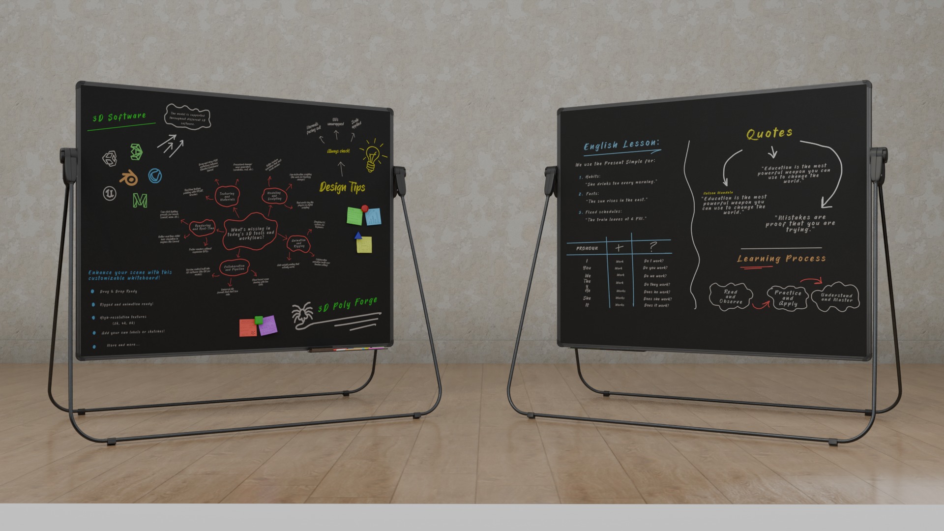 Premium Hybrid Presentation Pack - Customizable Writing Boards 3D Model Collection_17