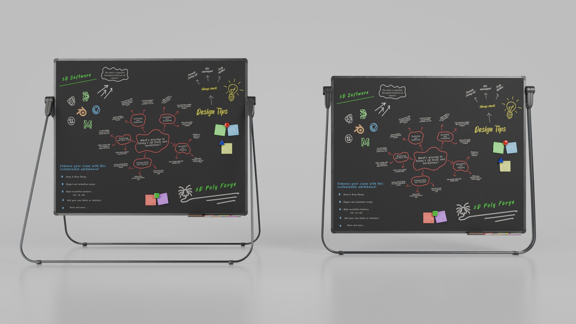 Premium Hybrid Presentation Pack - Customizable Writing Boards 3D Model Collection_20