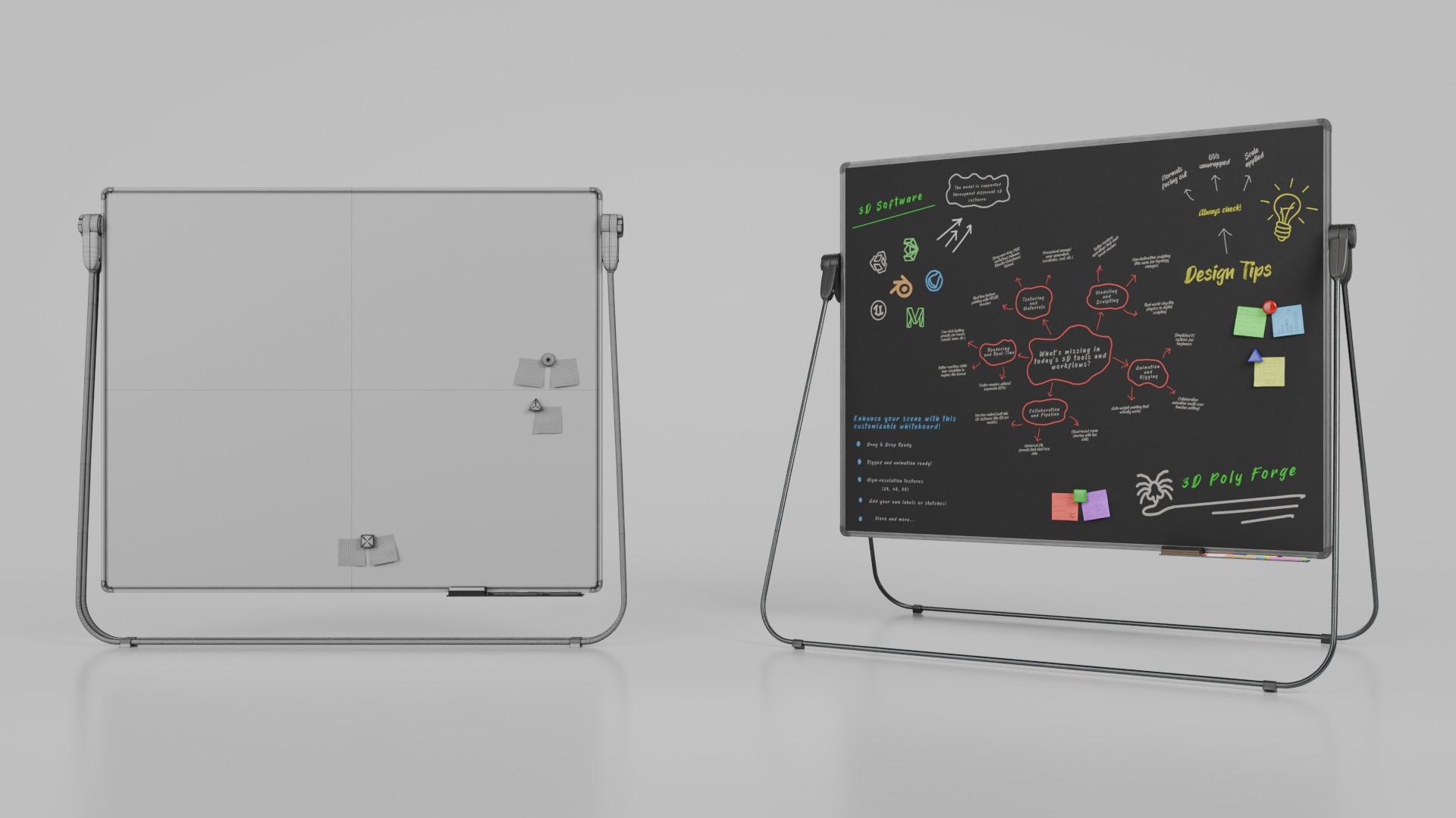 Premium Hybrid Presentation Pack - Customizable Writing Boards 3D Model Collection_23