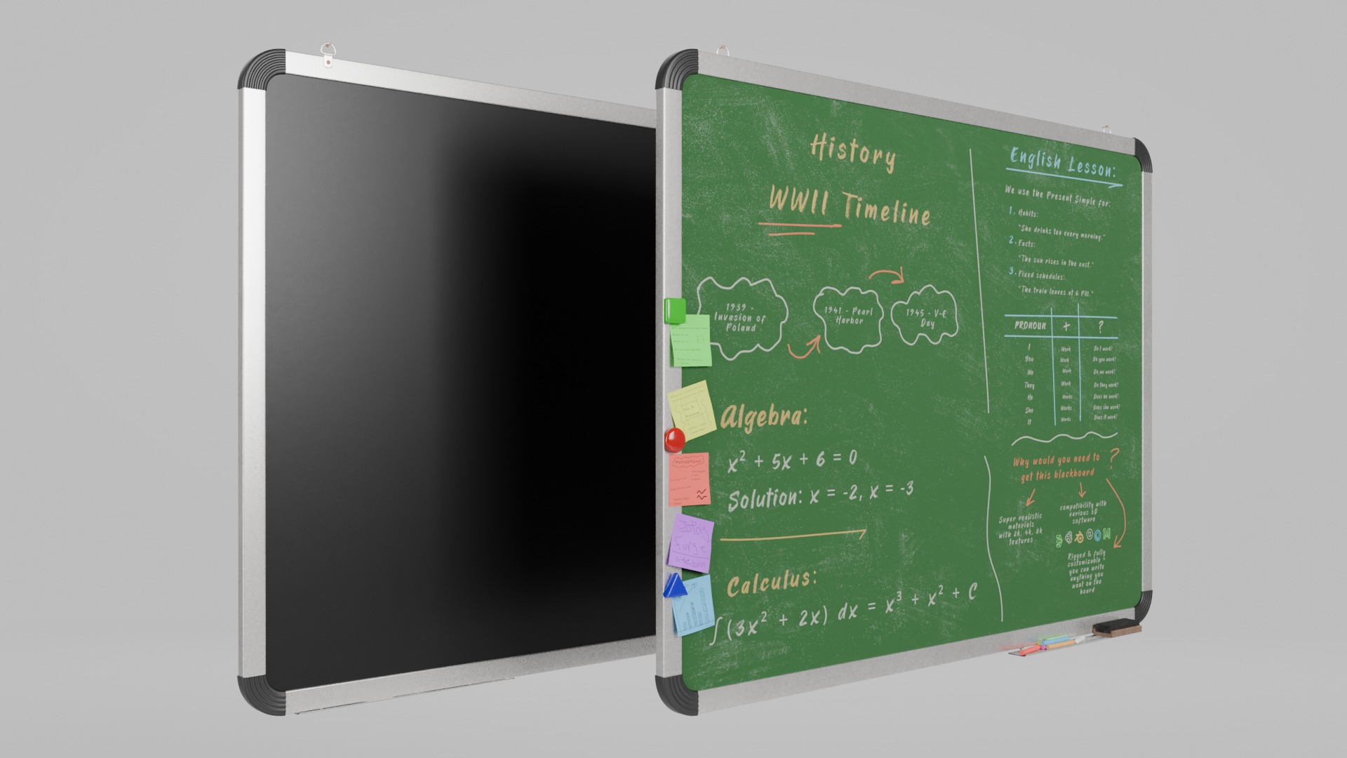 Heavy-duty Institutional Bundle - Customizable Writing Boards 3D Model Collection_18
