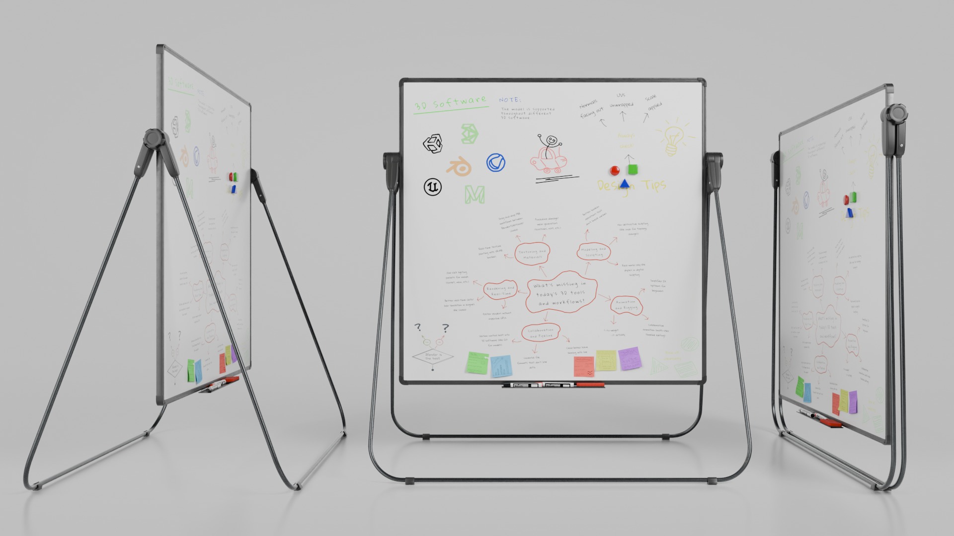 Heavy-duty Institutional Bundle - Customizable Writing Boards 3D Model Collection_28