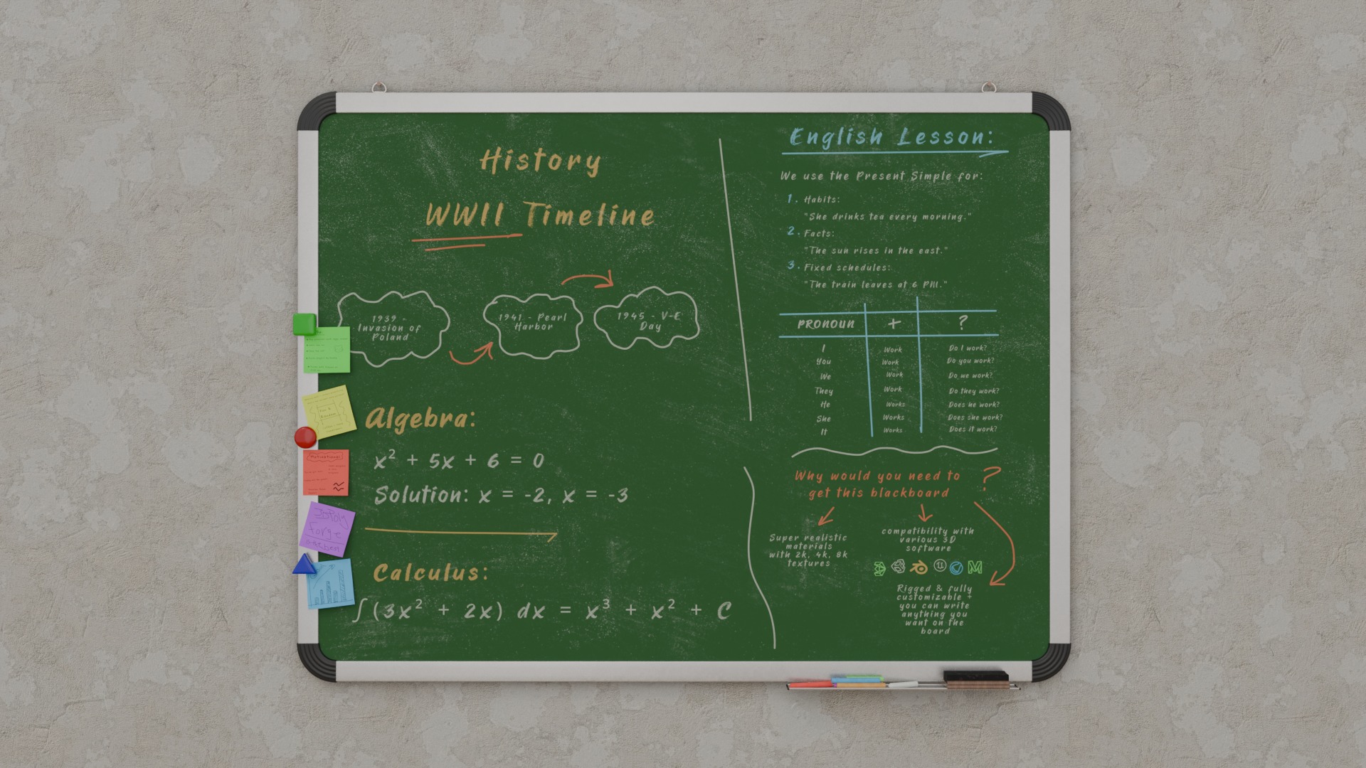 Heavy-duty Institutional Bundle - Customizable Writing Boards 3D Model Collection_19