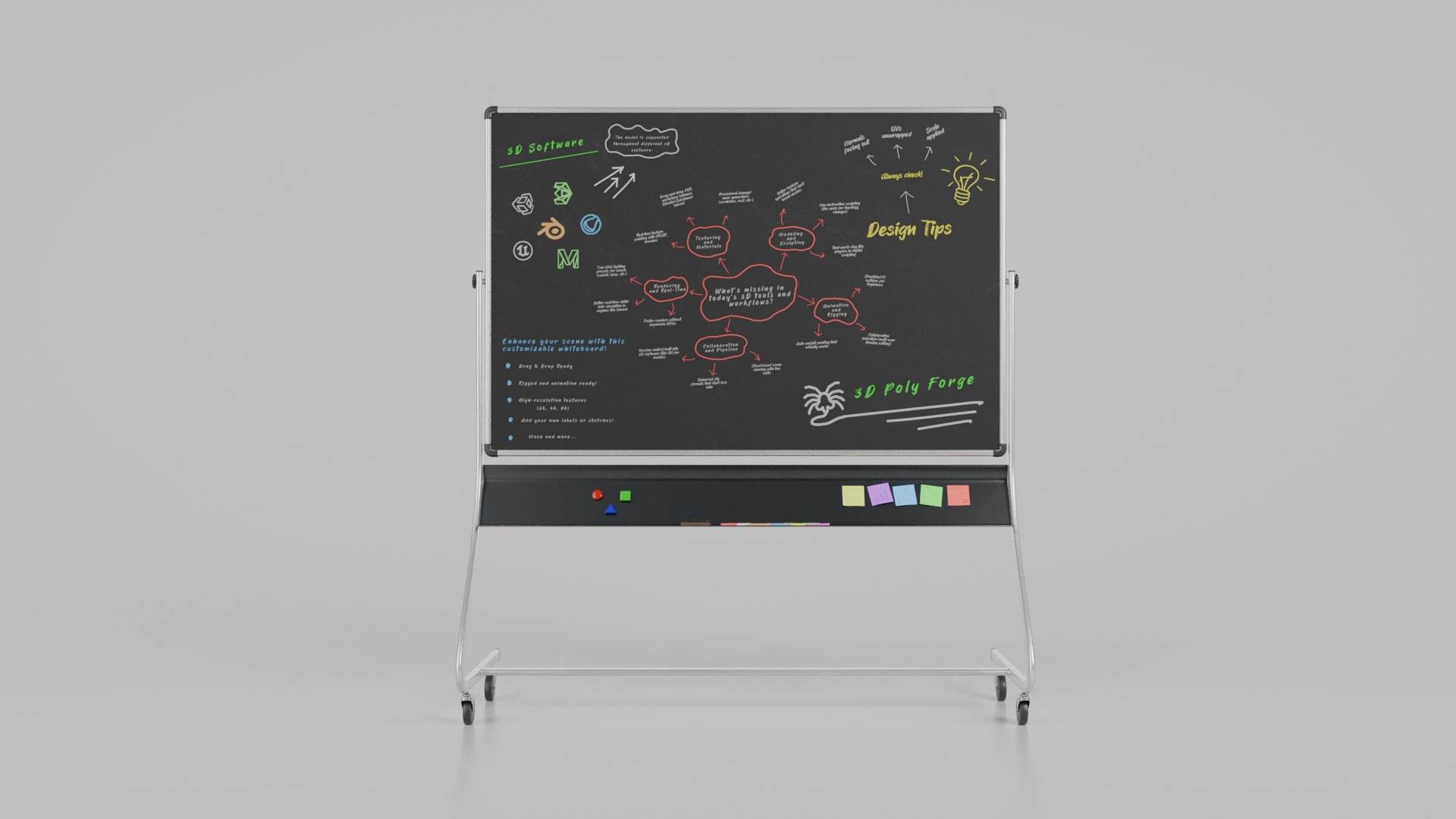 Heavy-duty Institutional Bundle - Customizable Writing Boards 3D Model Collection_7