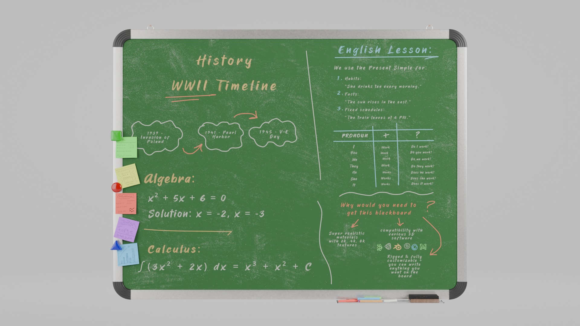 Heavy-duty Institutional Bundle - Customizable Writing Boards 3D Model Collection_16