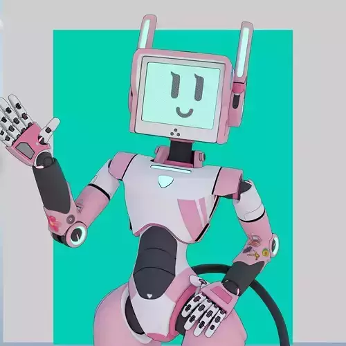Rigged Robot Girl with Eevee Shader Blender 3D model