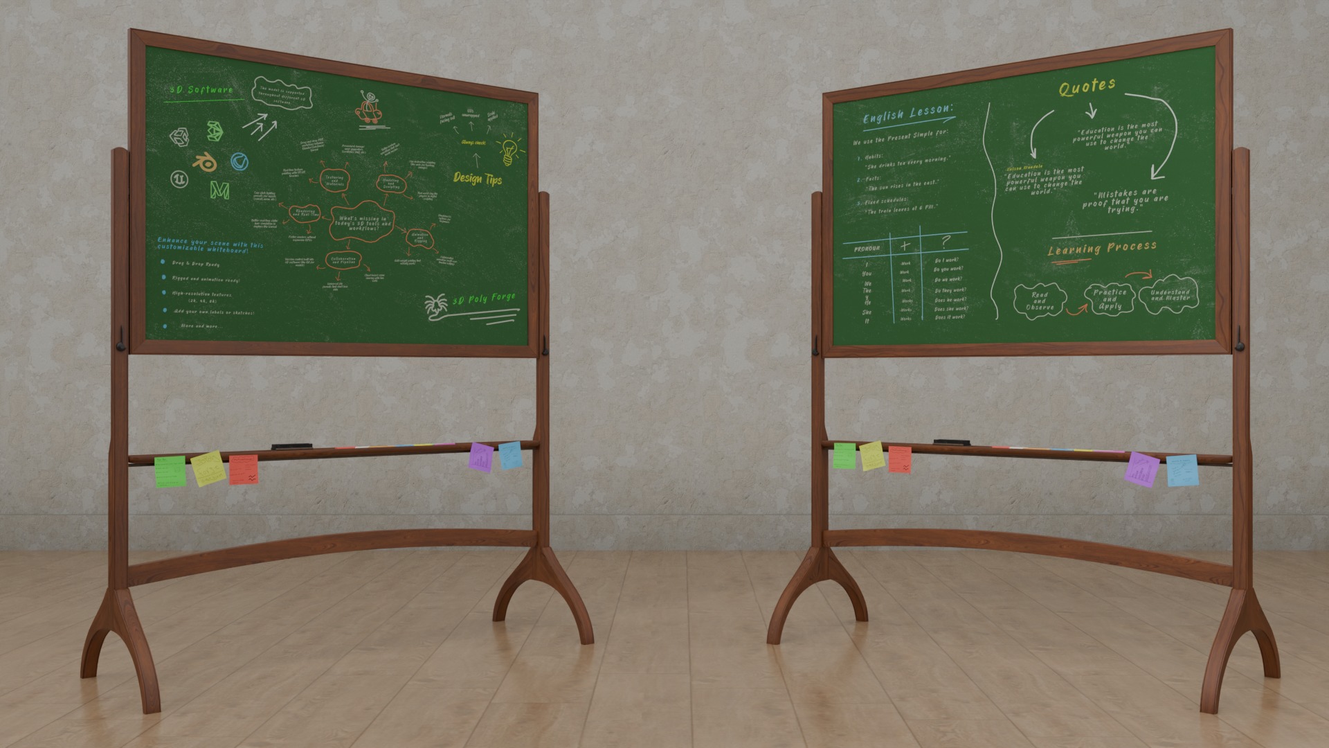 Office Visualization Set - Customizable Writing Boards 3D Model Collection_33