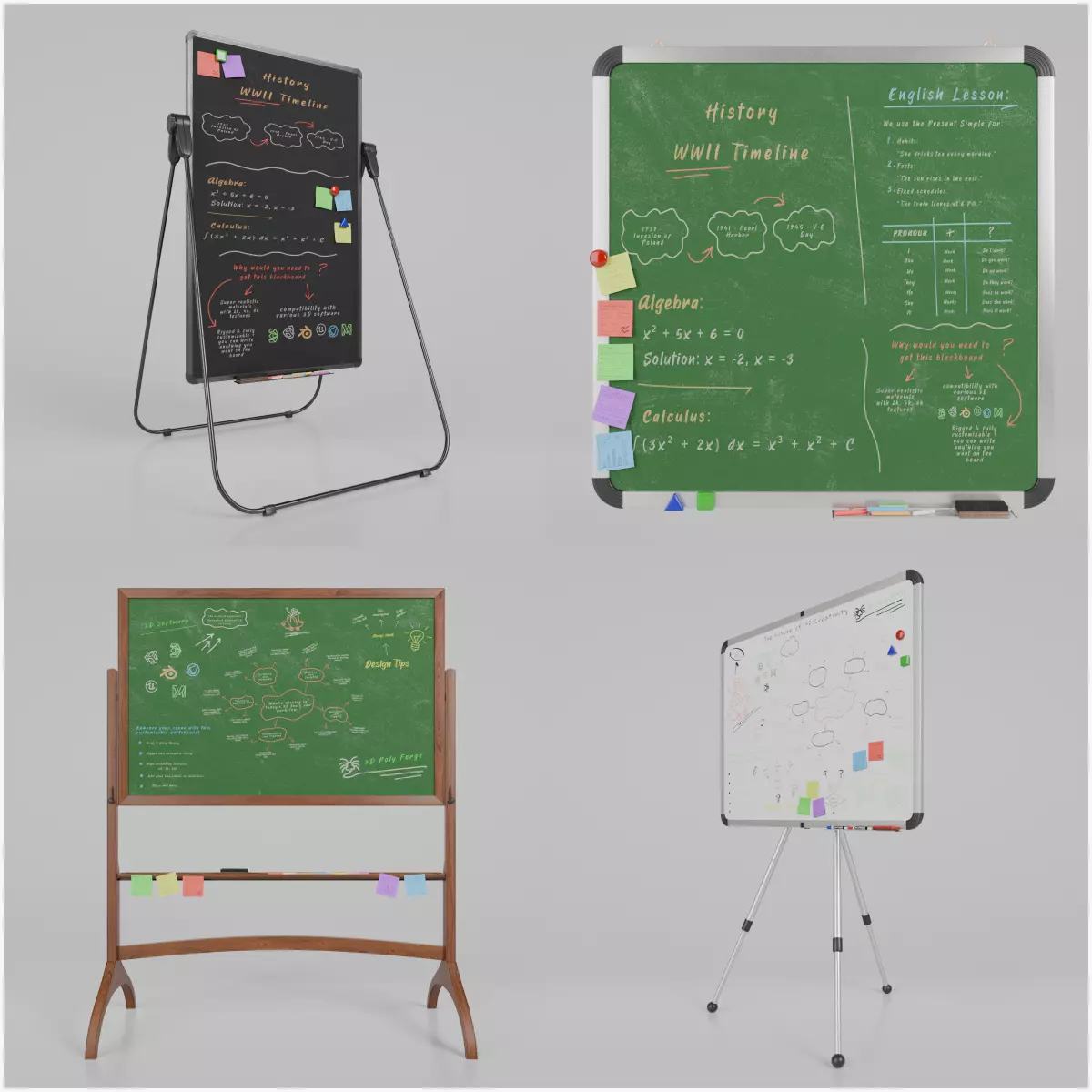 Office Visualization Set - Customizable Writing Boards 3D Model Collection_0