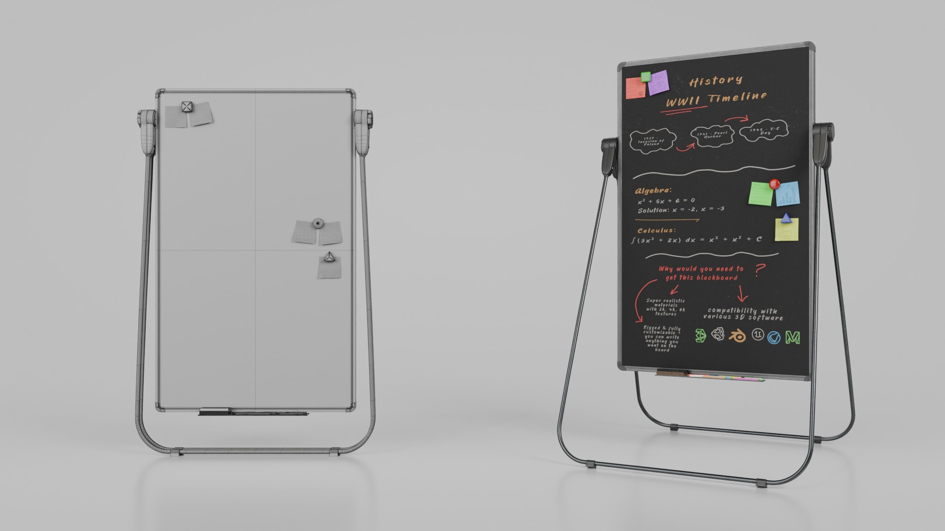 Office Visualization Set - Customizable Writing Boards 3D Model Collection_13