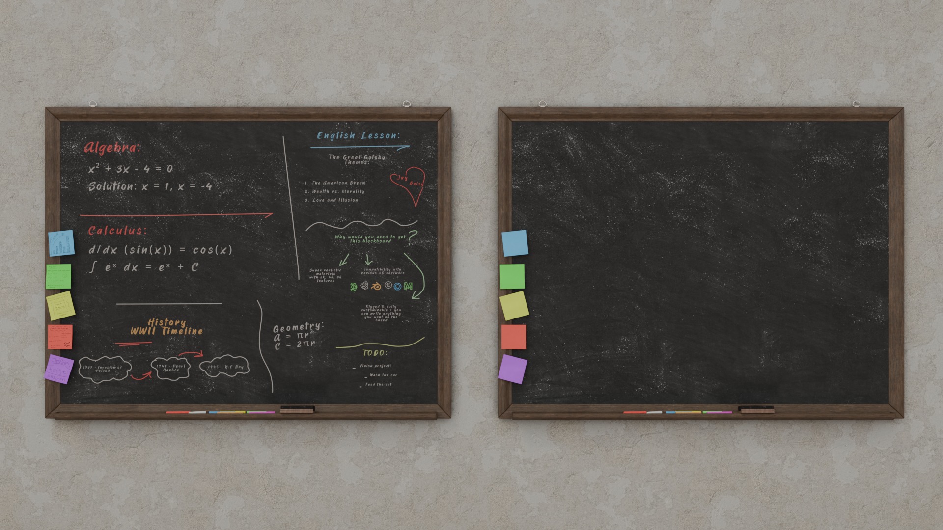 University Classroom Package - Customizable Writing Boards 3D Model Collection_19