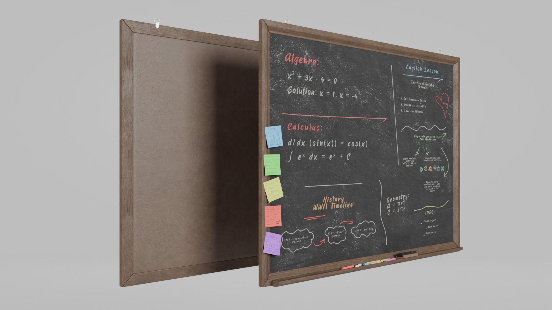 University Classroom Package - Customizable Writing Boards 3D Model Collection_17