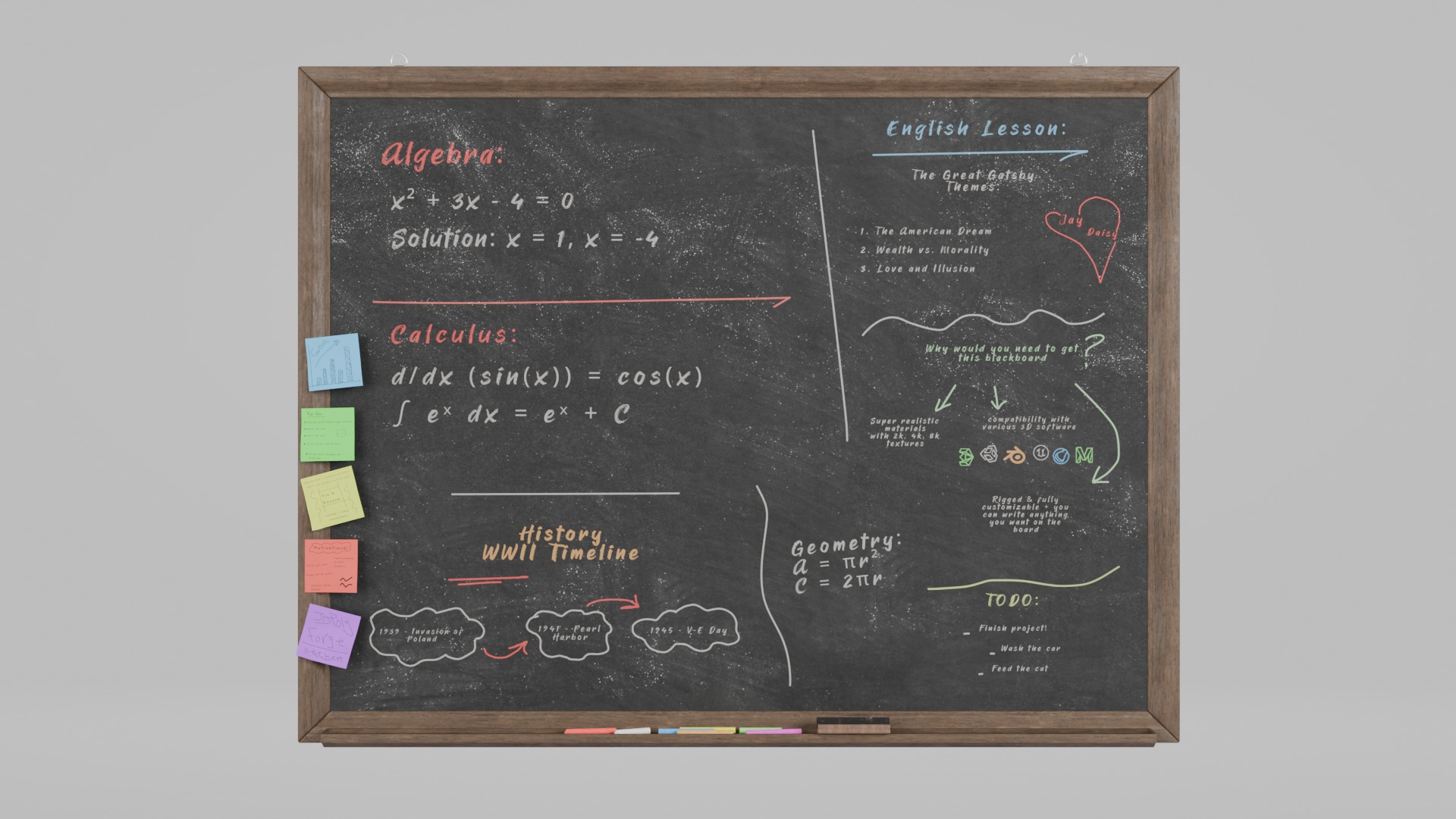 University Classroom Package - Customizable Writing Boards 3D Model Collection_15