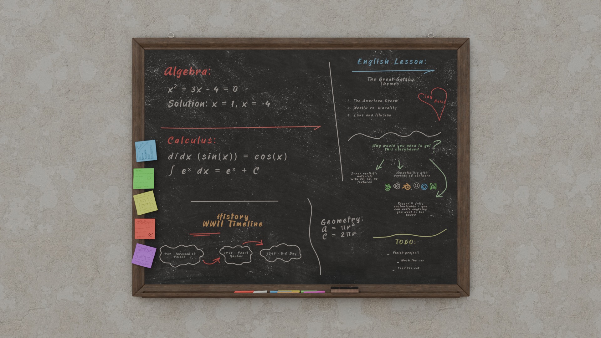 University Classroom Package - Customizable Writing Boards 3D Model Collection_18