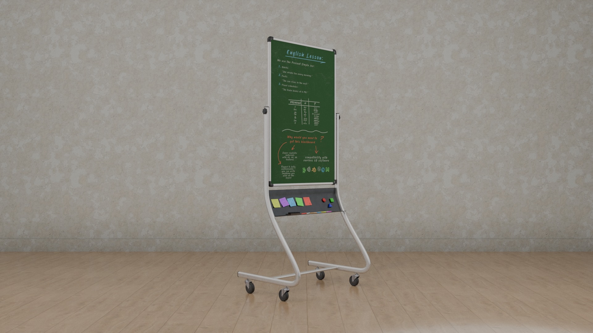 University Classroom Package - Customizable Writing Boards 3D Model Collection_8