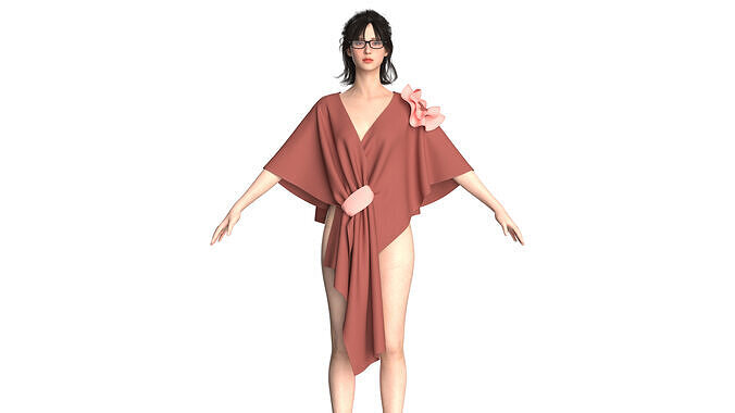 Girls Cope Dress V9 3D model