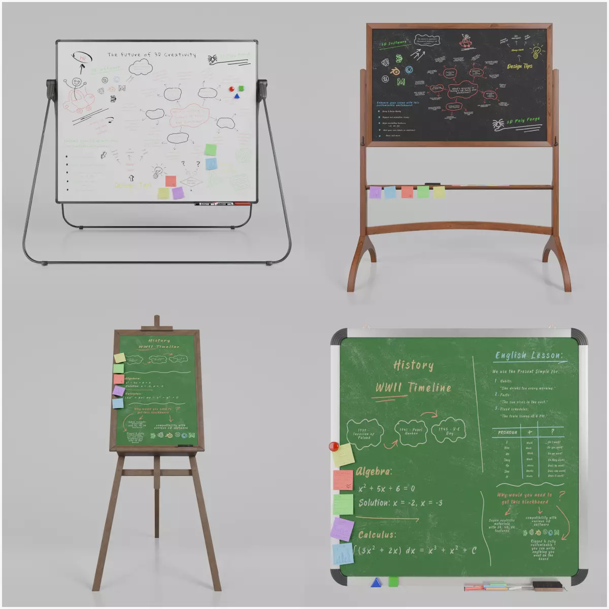 Versatile Presentation Bundle - Customizable Writing Boards 3D Model Collection_0