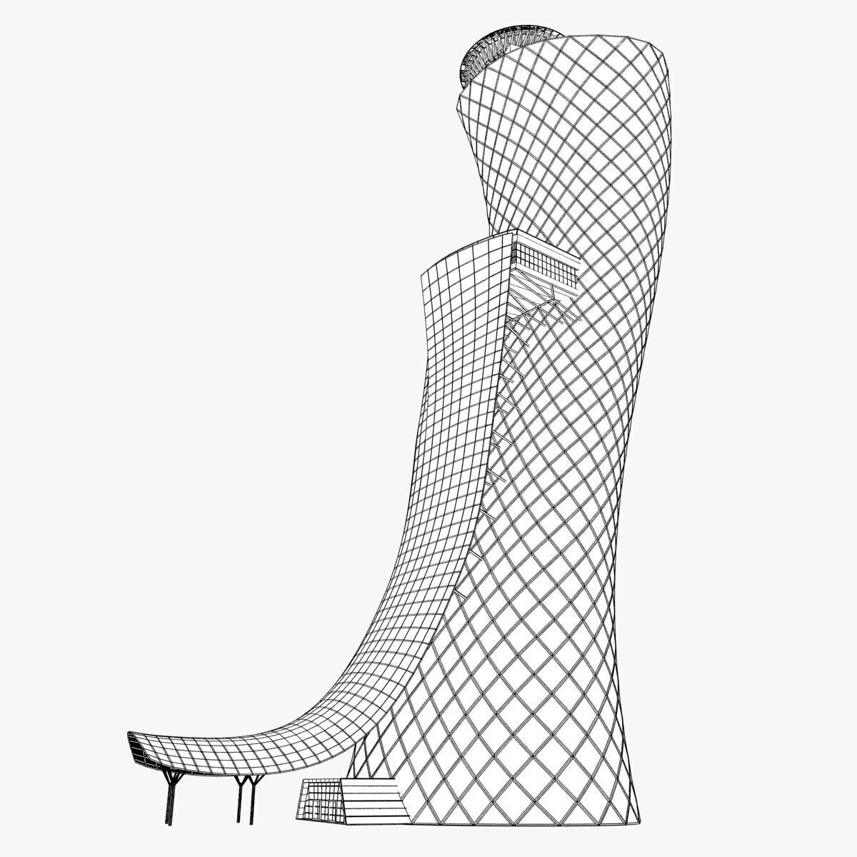 Abu Dhabi Capital Gate 3D model_6