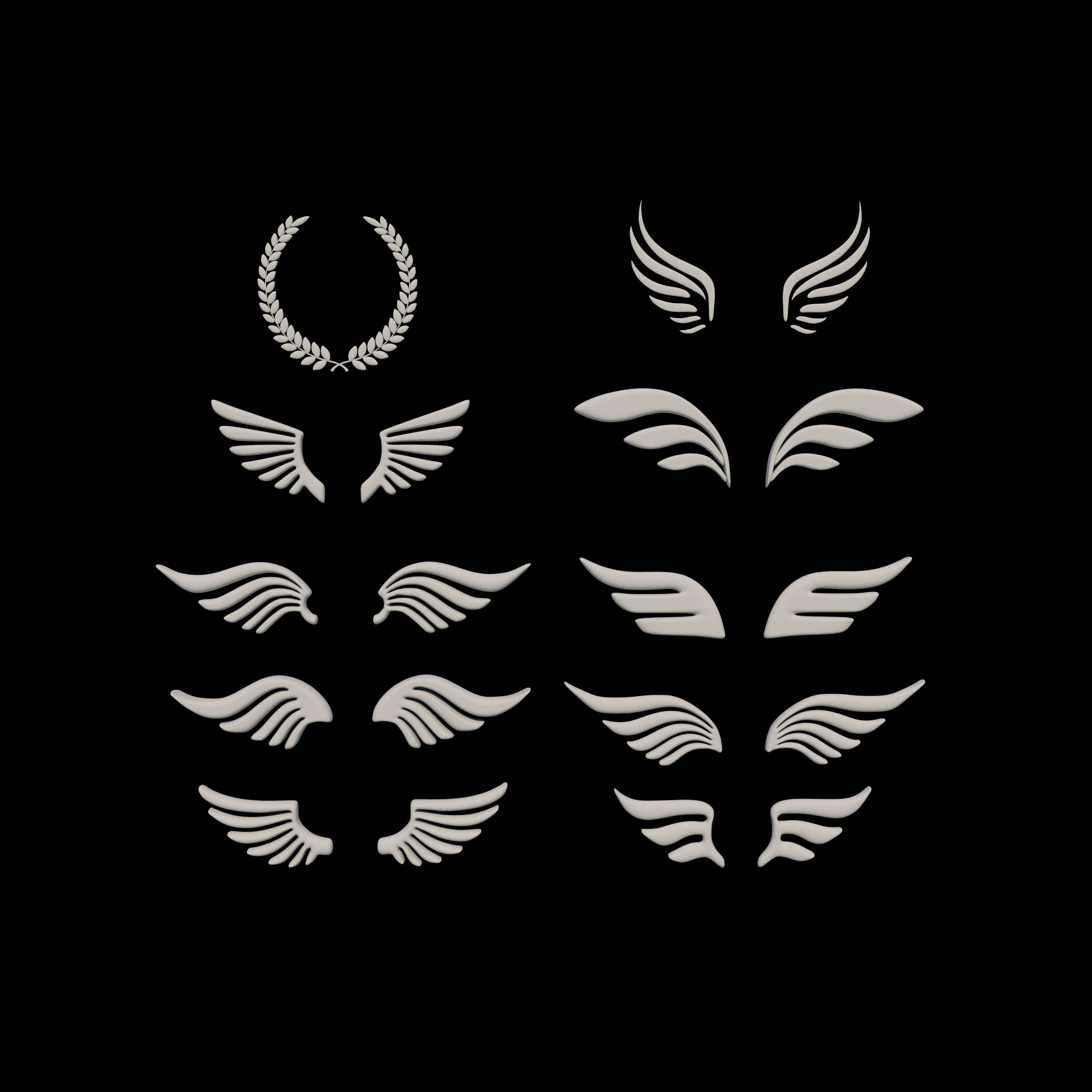 Winged Laurel Wreath 3D model_6