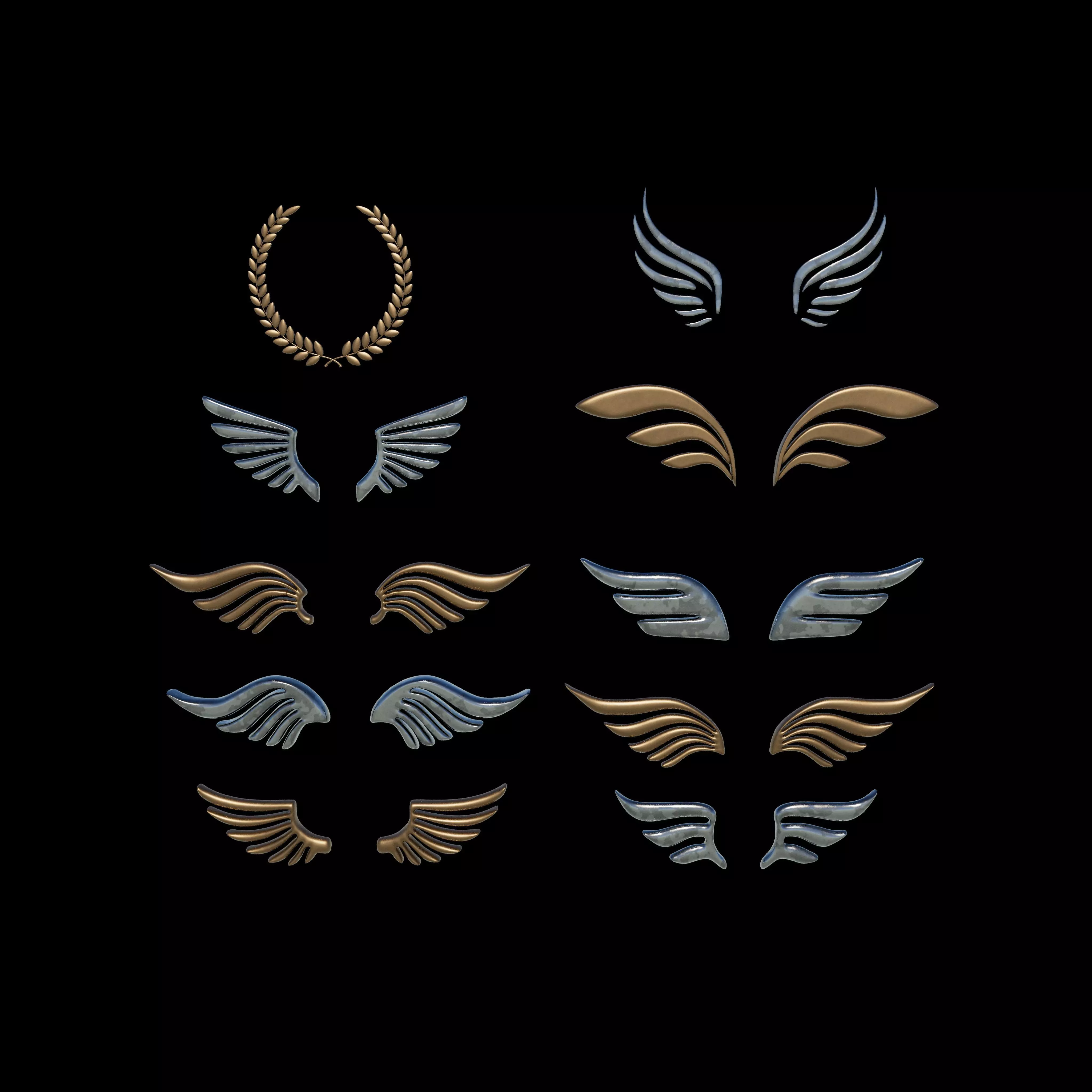 Winged Laurel Wreath 3D model_0