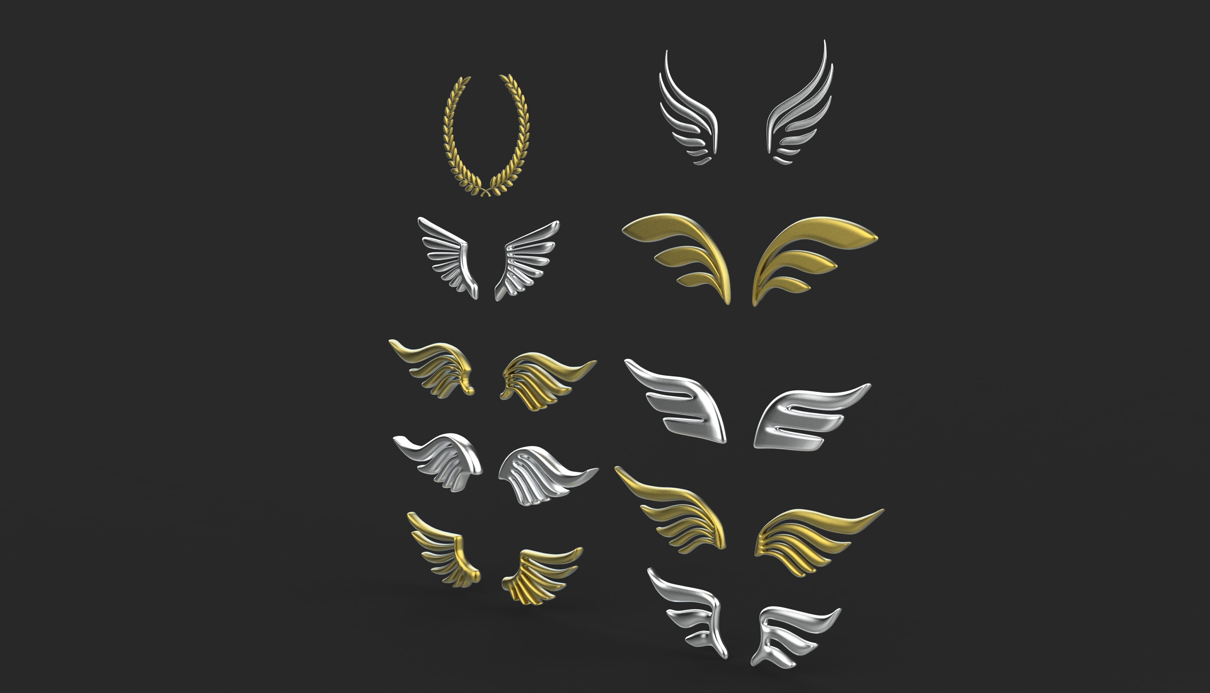 Winged Laurel Wreath 3D model_9