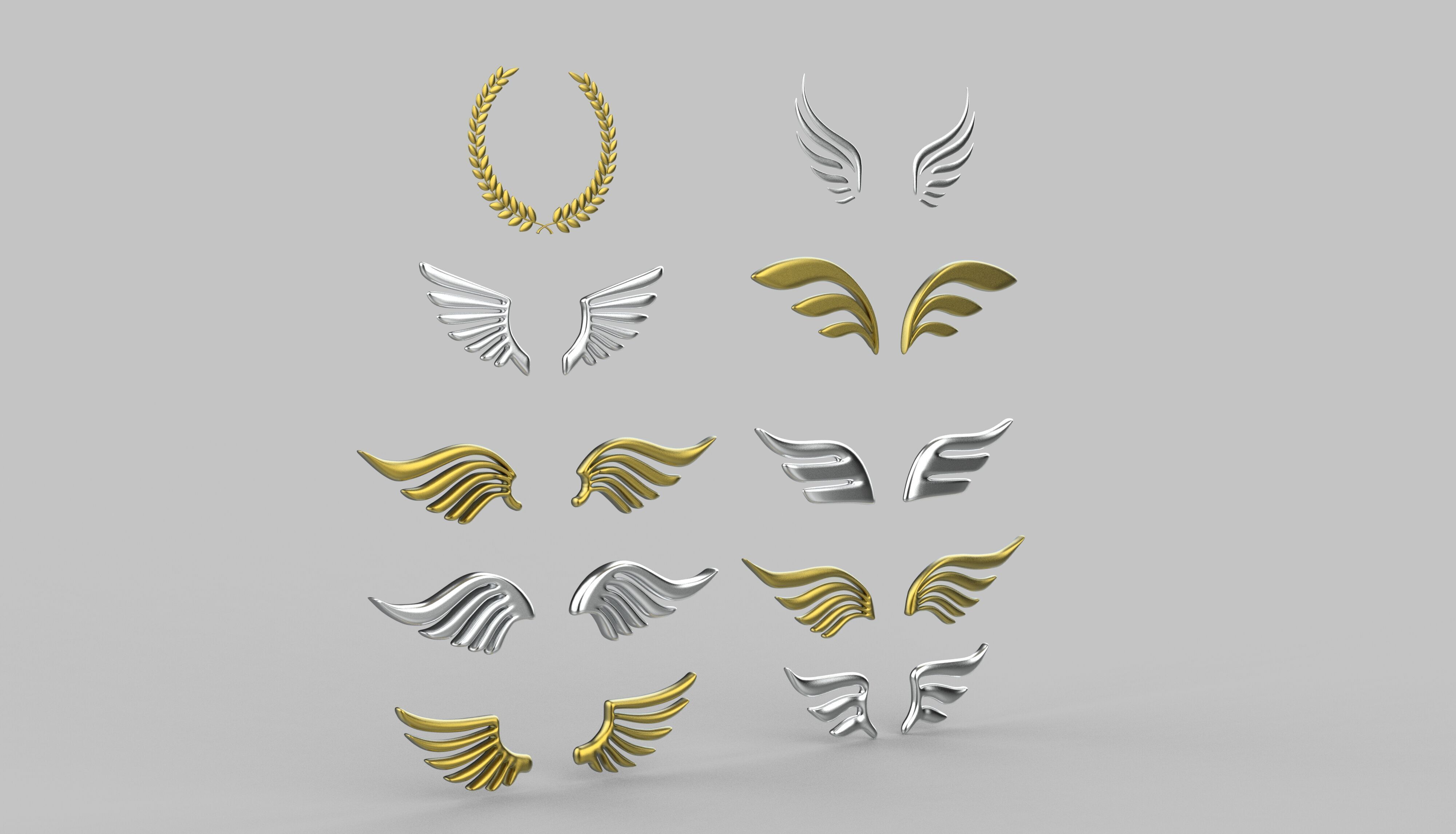 Winged Laurel Wreath 3D model_3