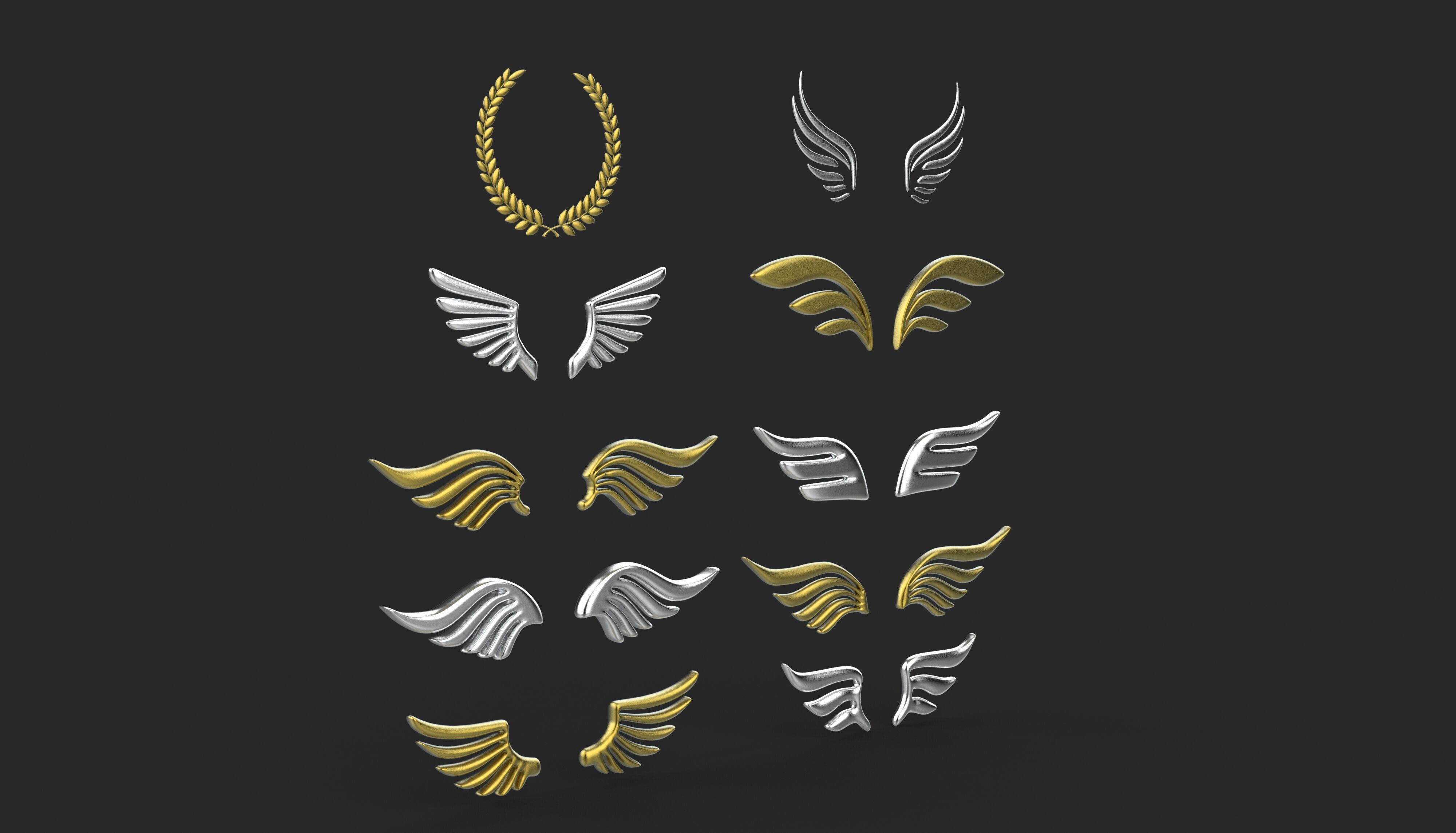 Winged Laurel Wreath 3D model_4