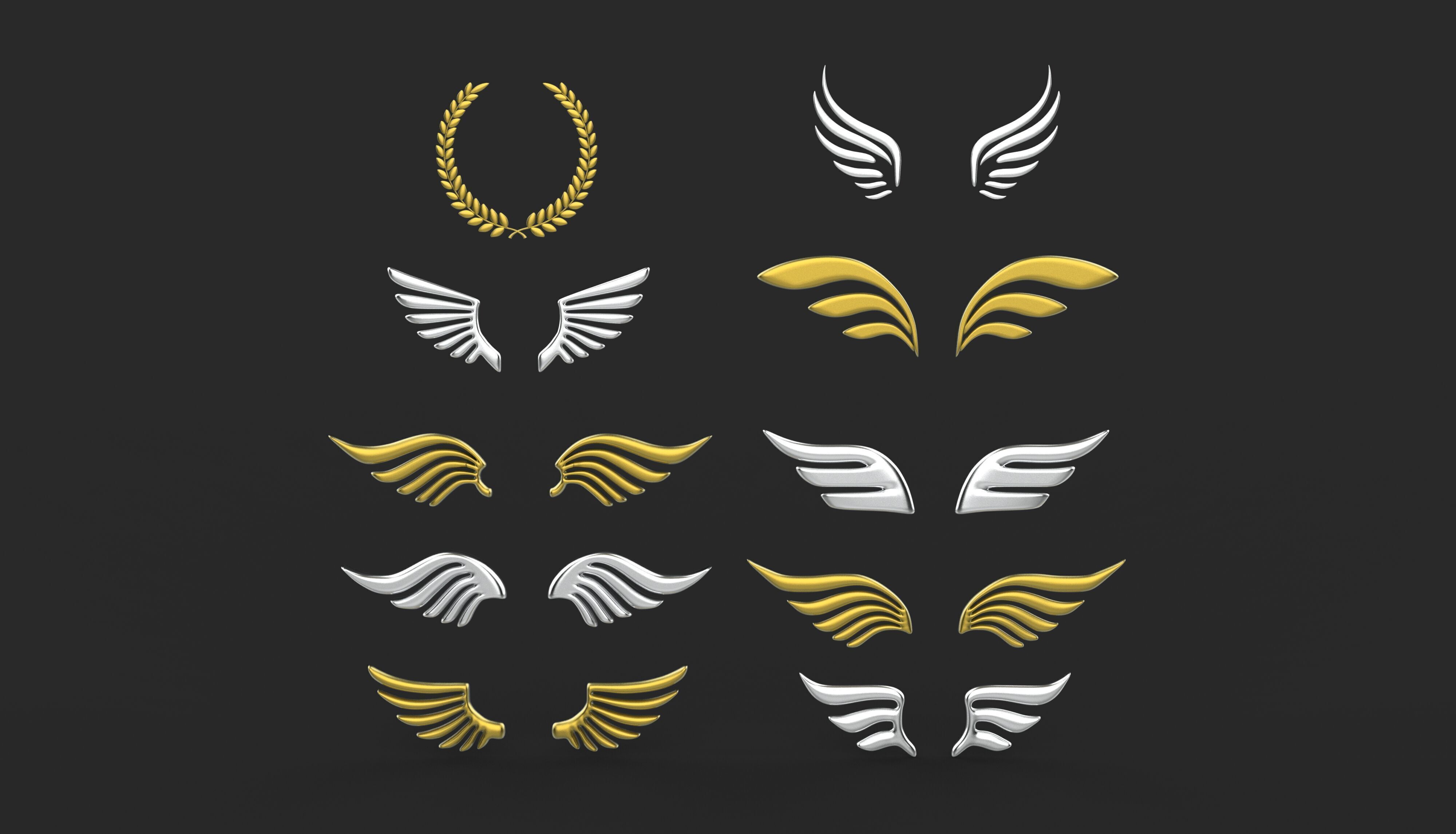 Winged Laurel Wreath 3D model_2