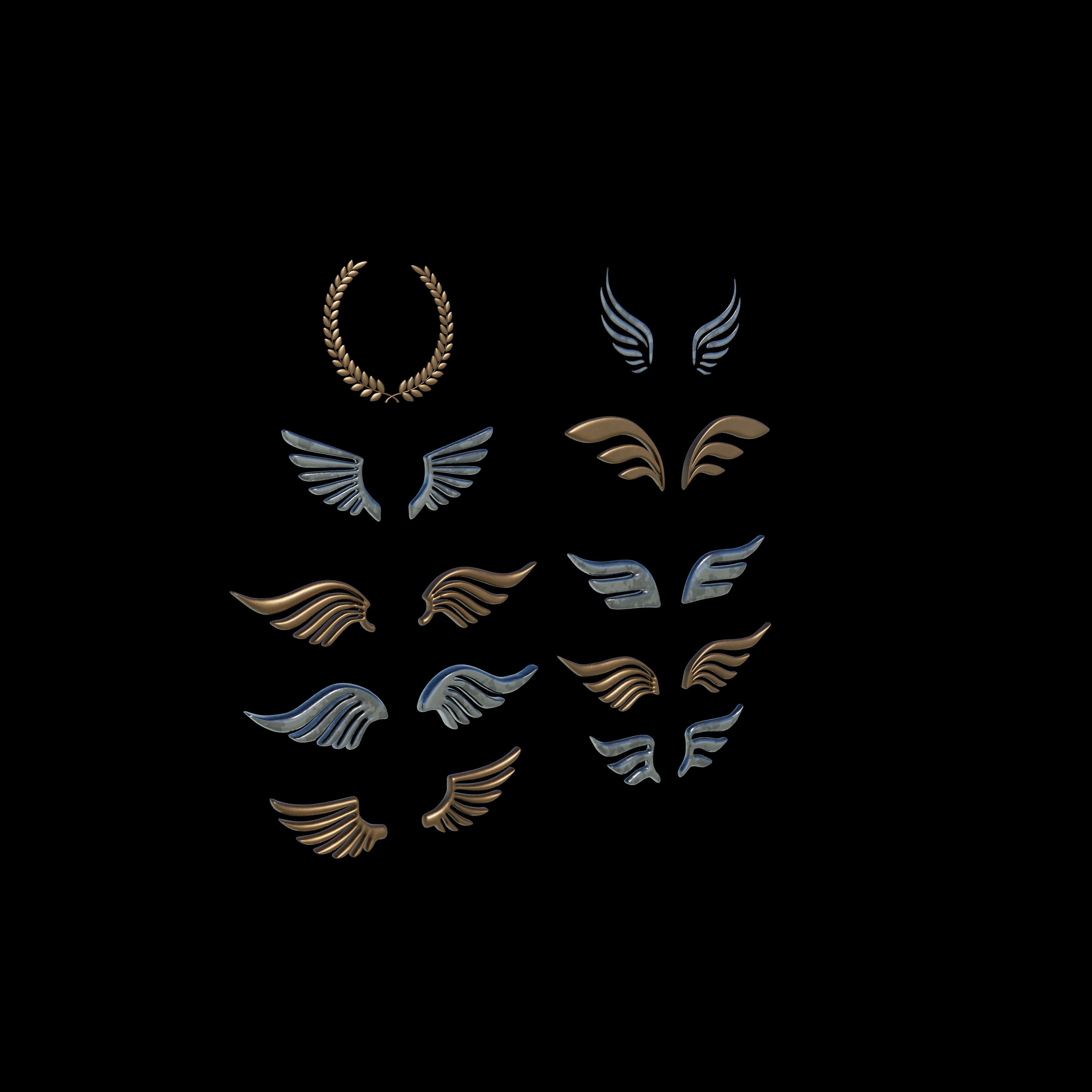 Winged Laurel Wreath 3D model_10