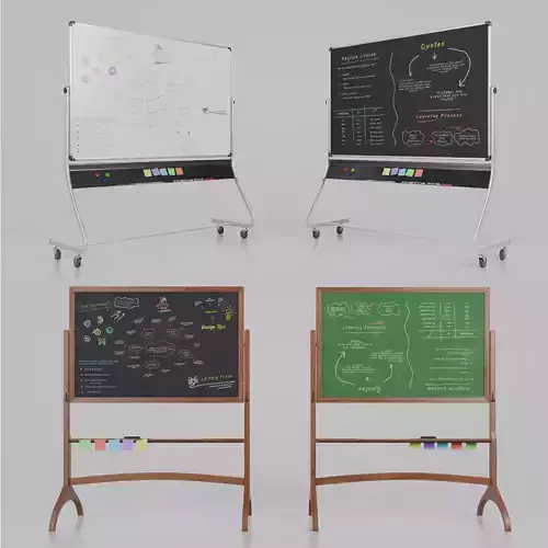 Dual-Sided Customizable Whiteboard and Chalkboard Duo 3D Model Collection