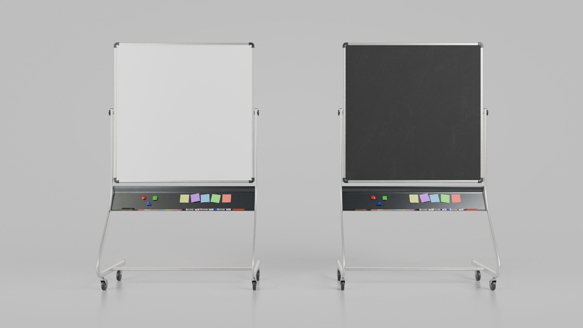 Dual-Sided Square Customizable Whiteboard and Chalkboard Duo 3D Model Collection_11