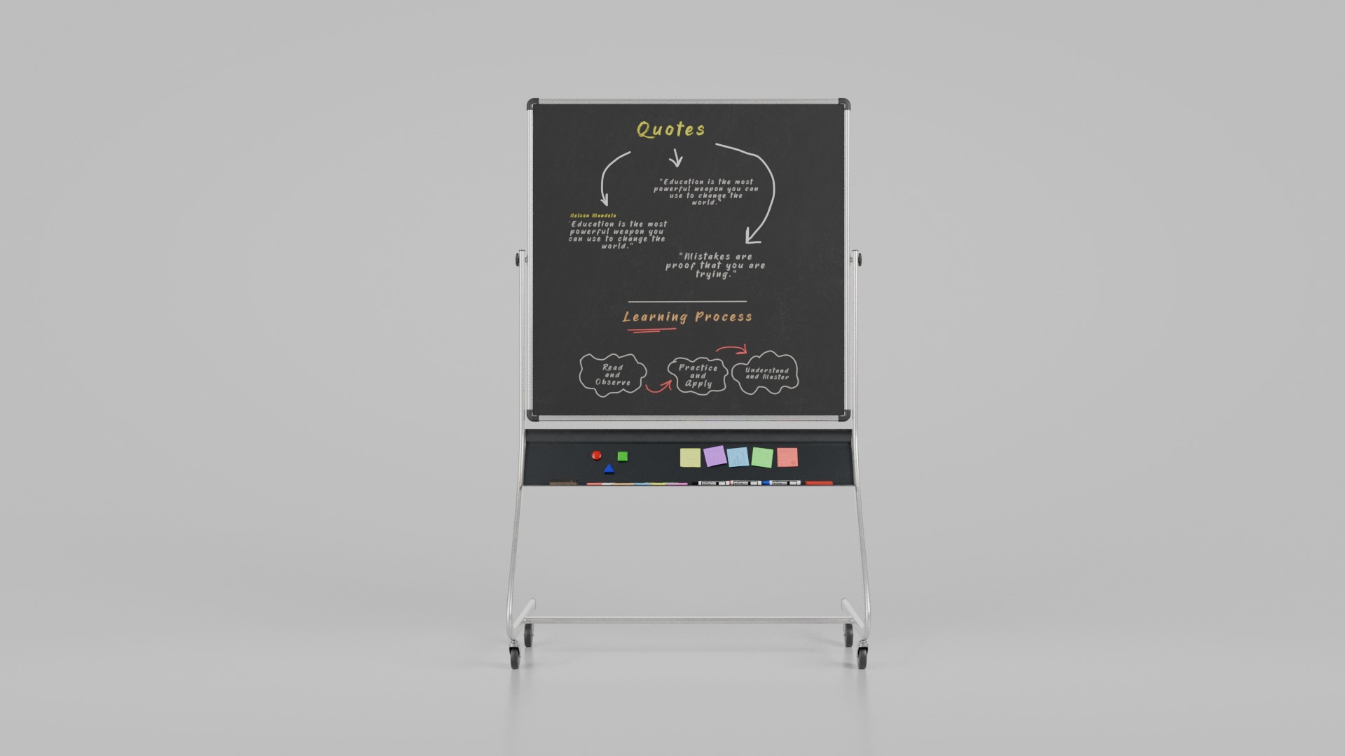 Dual-Sided Square Customizable Whiteboard and Chalkboard Duo 3D Model Collection_4