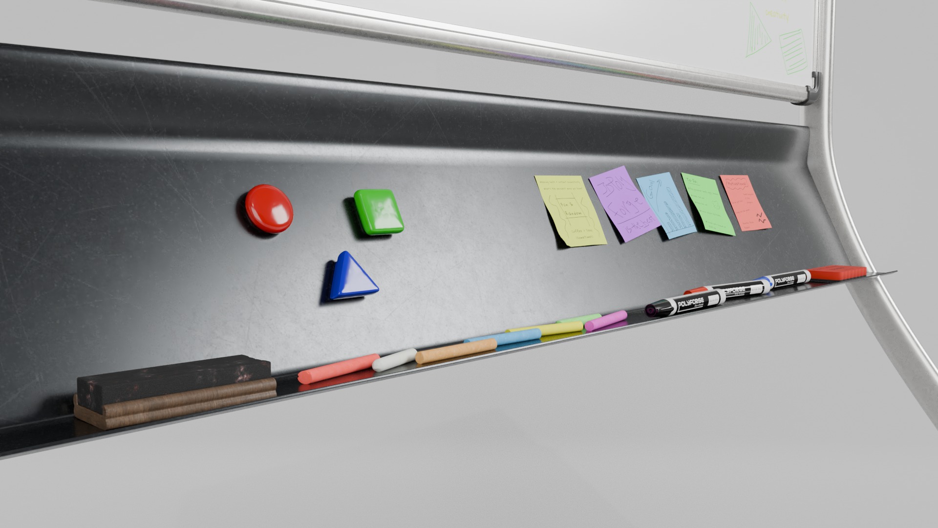 Dual-Sided Square Customizable Whiteboard and Chalkboard Duo 3D Model Collection_9