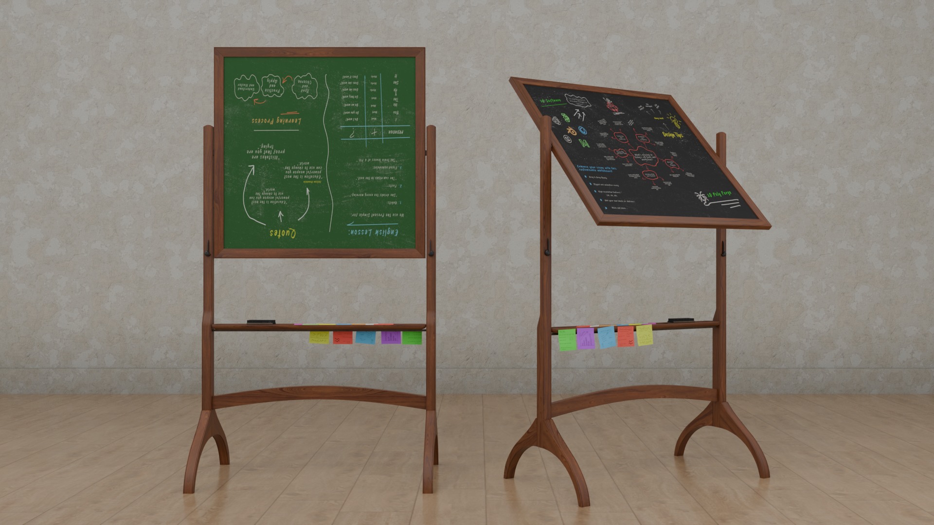 Dual-Sided Square Customizable Whiteboard and Chalkboard Duo 3D Model Collection_17