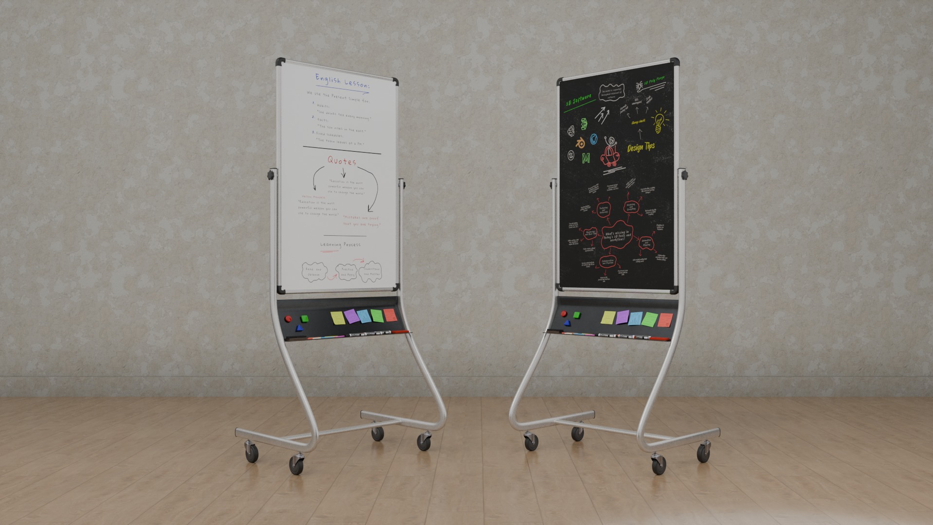 Dual-Sided Customizable Whiteboard and Chalkboard Full Set 3D Model Collection_46