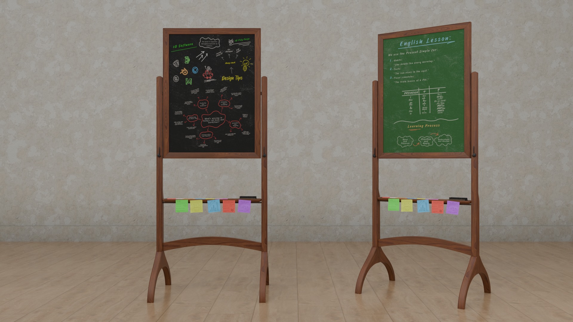 Dual-Sided Customizable Whiteboard and Chalkboard Full Set 3D Model Collection_53