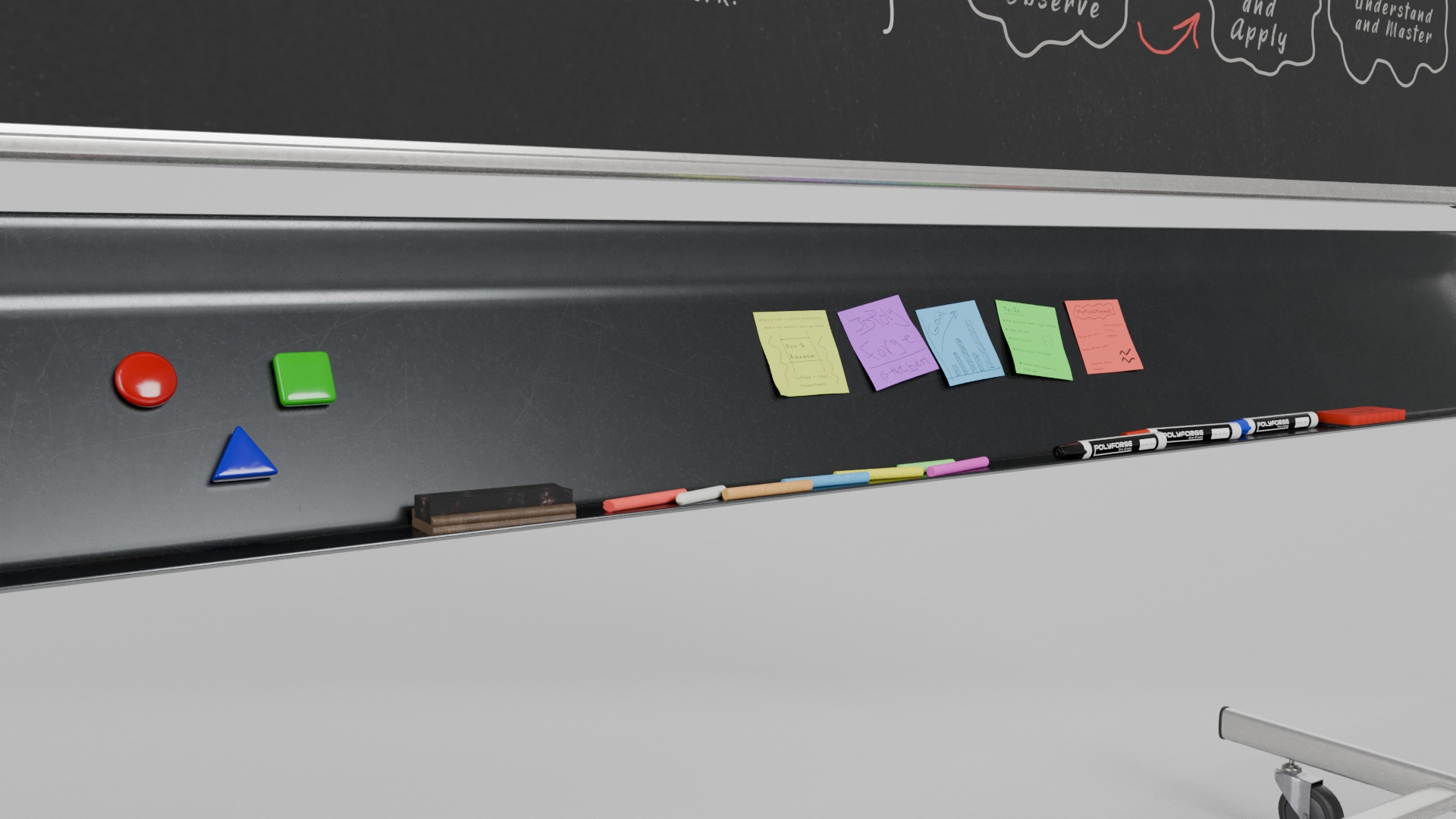 Dual-Sided Customizable Whiteboard and Chalkboard Full Set 3D Model Collection_14