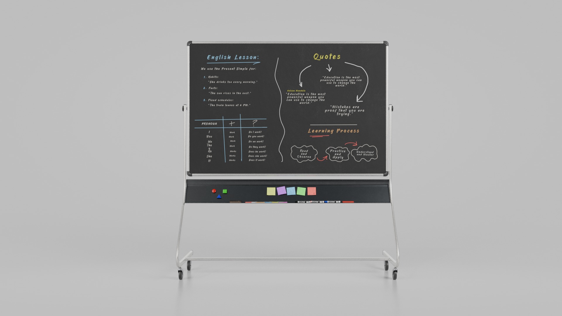 Dual-Sided Customizable Whiteboard and Chalkboard Full Set 3D Model Collection_10