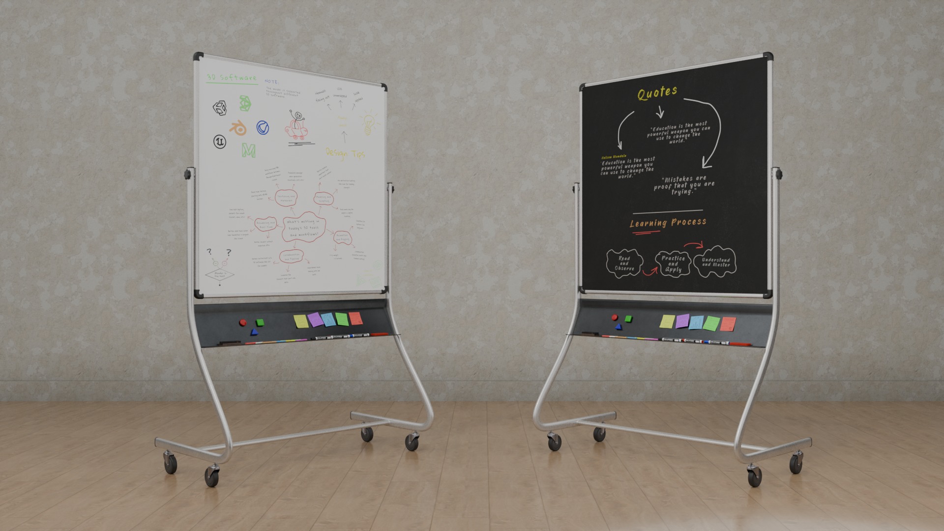 Dual-Sided Customizable Whiteboard and Chalkboard Full Set 3D Model Collection_27