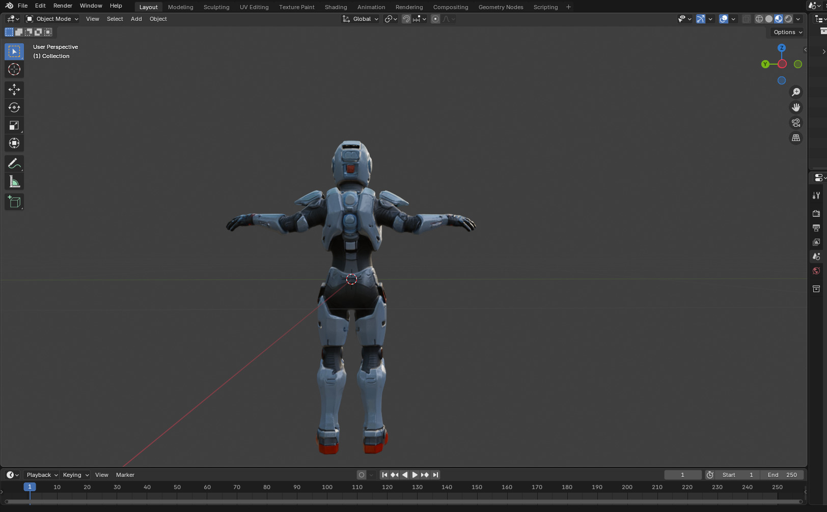 Futuristic Armored Space Soldier  T-Pose Low-poly 3D model_9