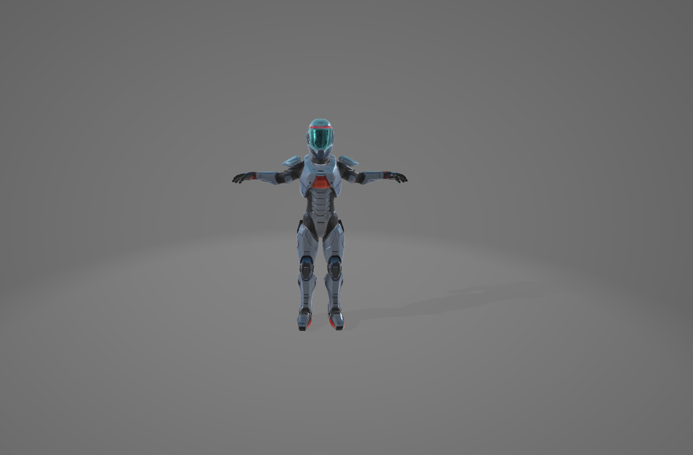 Futuristic Armored Space Soldier  T-Pose Low-poly 3D model_12