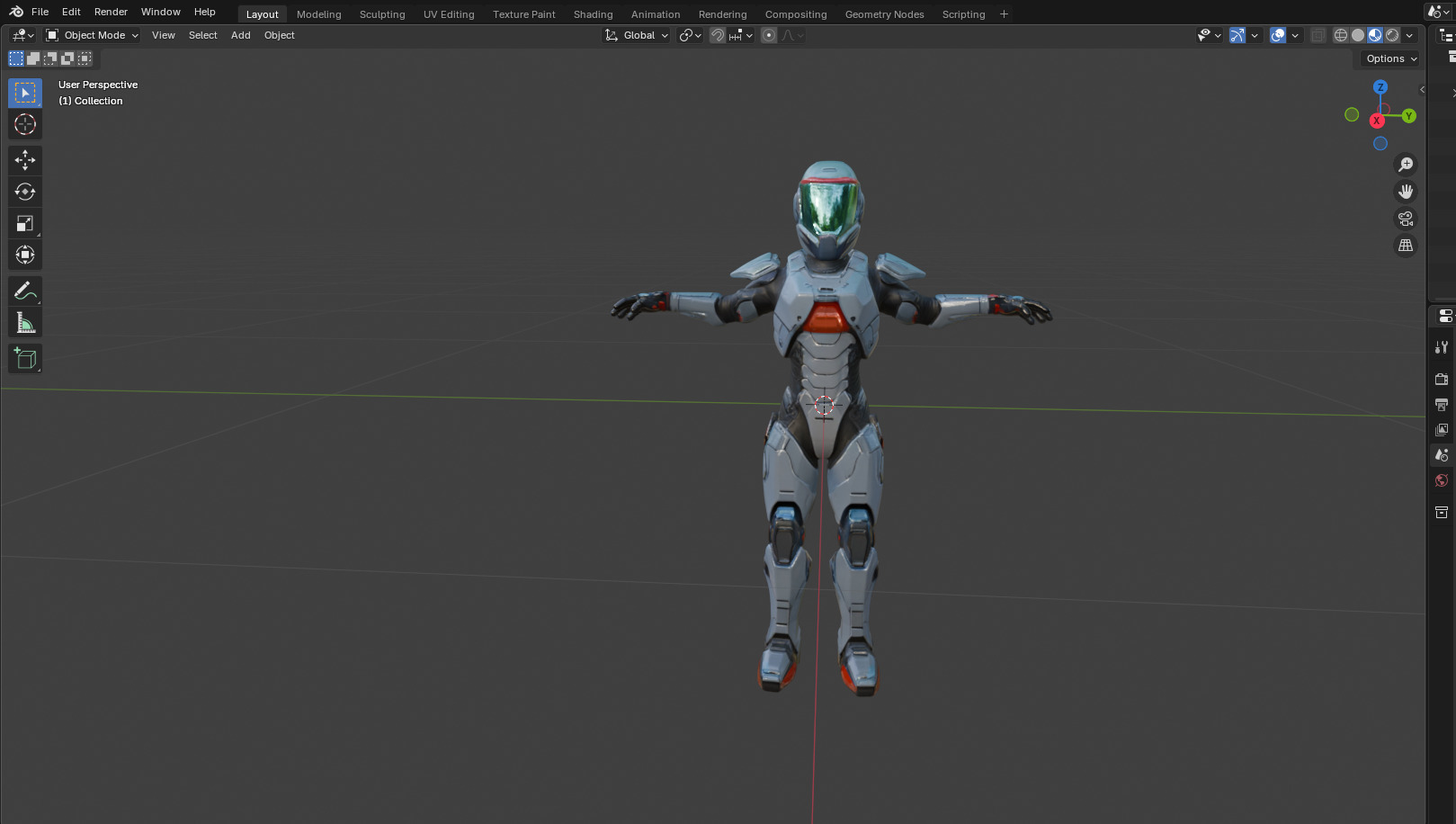 Futuristic Armored Space Soldier  T-Pose Low-poly 3D model_5
