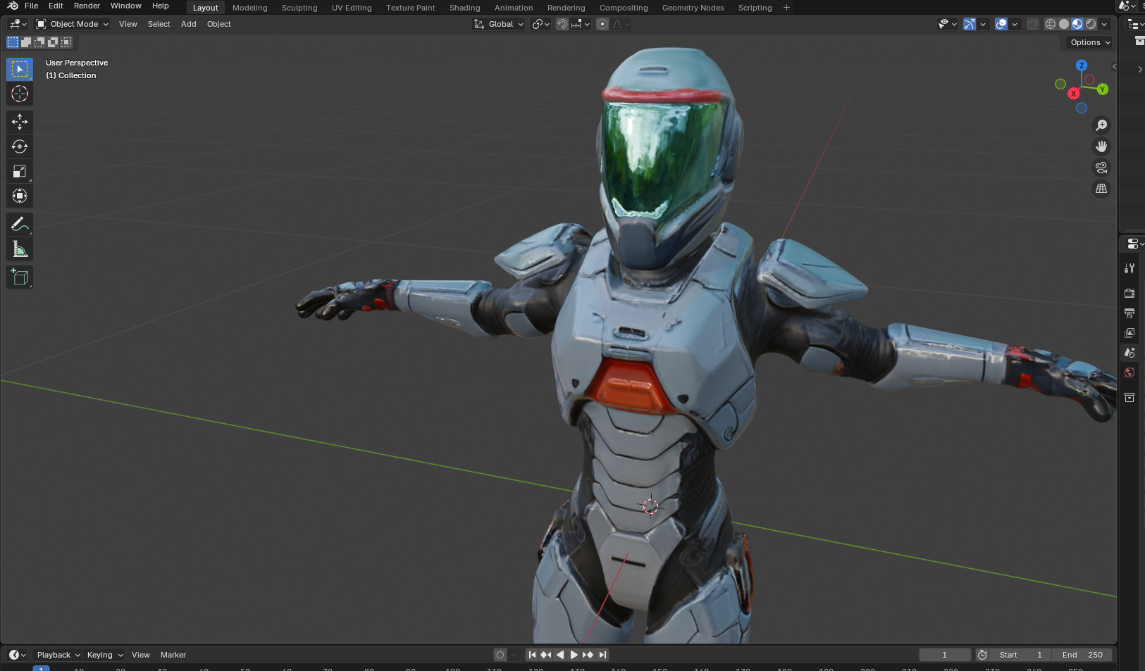 Futuristic Armored Space Soldier  T-Pose Low-poly 3D model_11