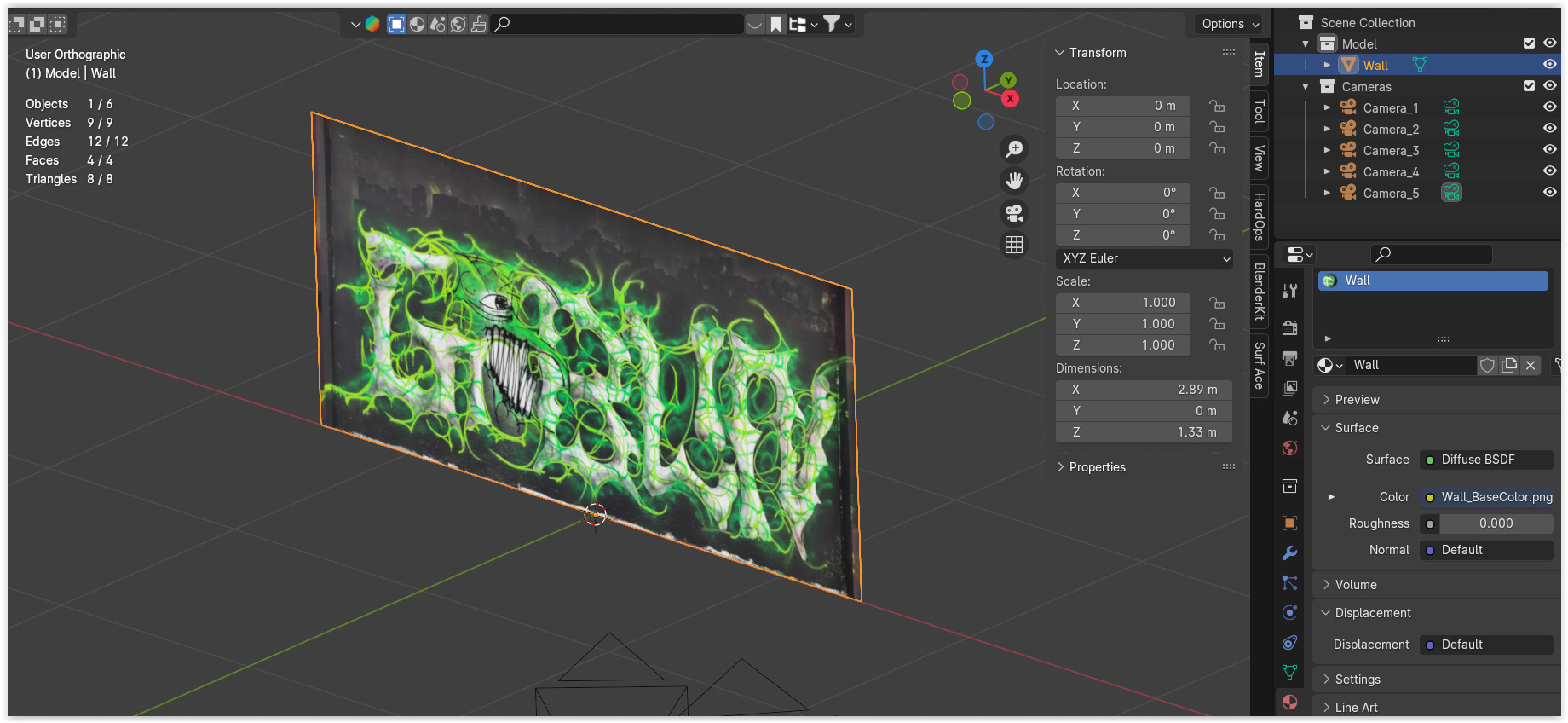 Graffiti wall XVII 3D model_7