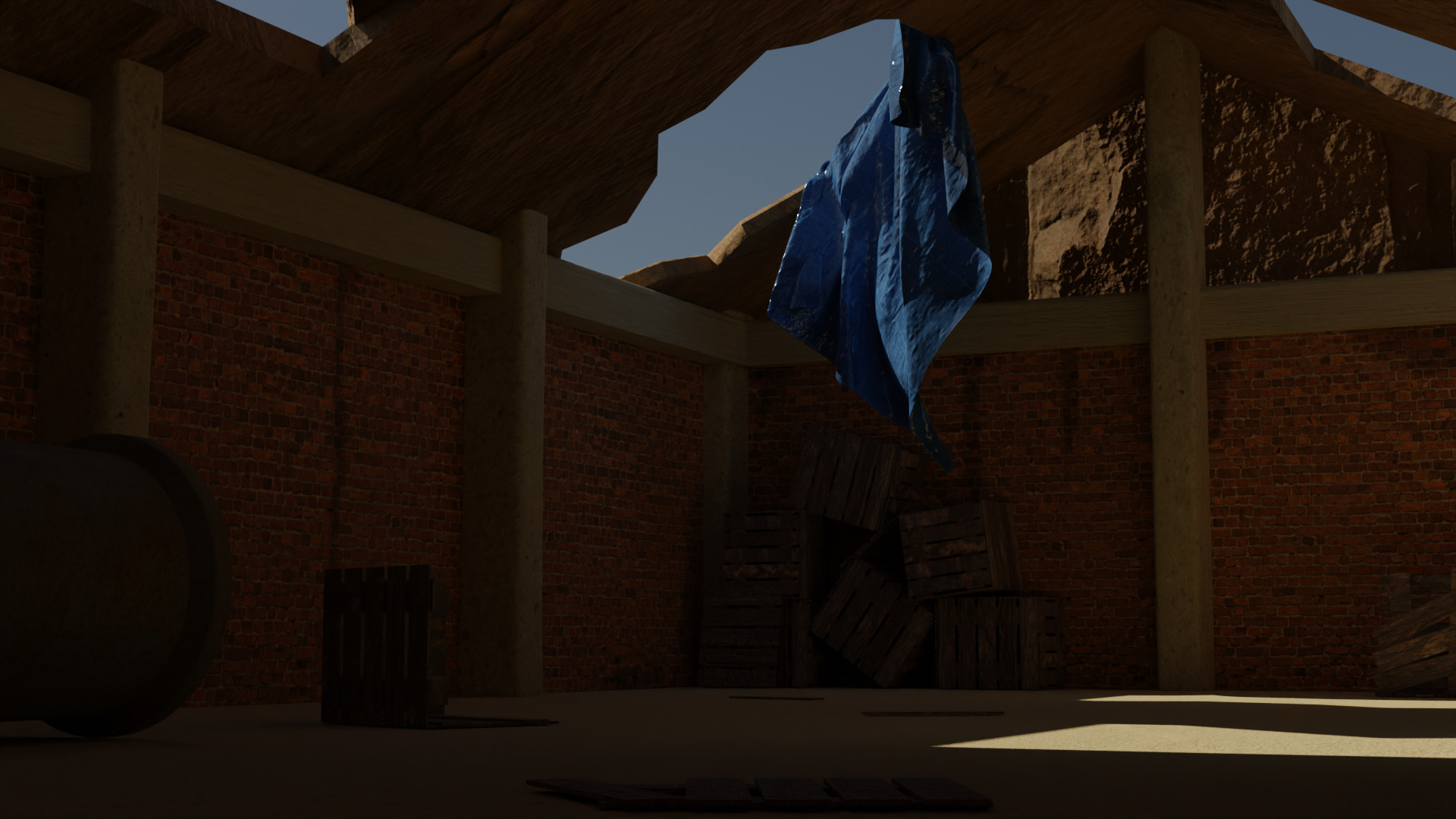 Old Abandoned Warehouse Low-poly 3D model_1