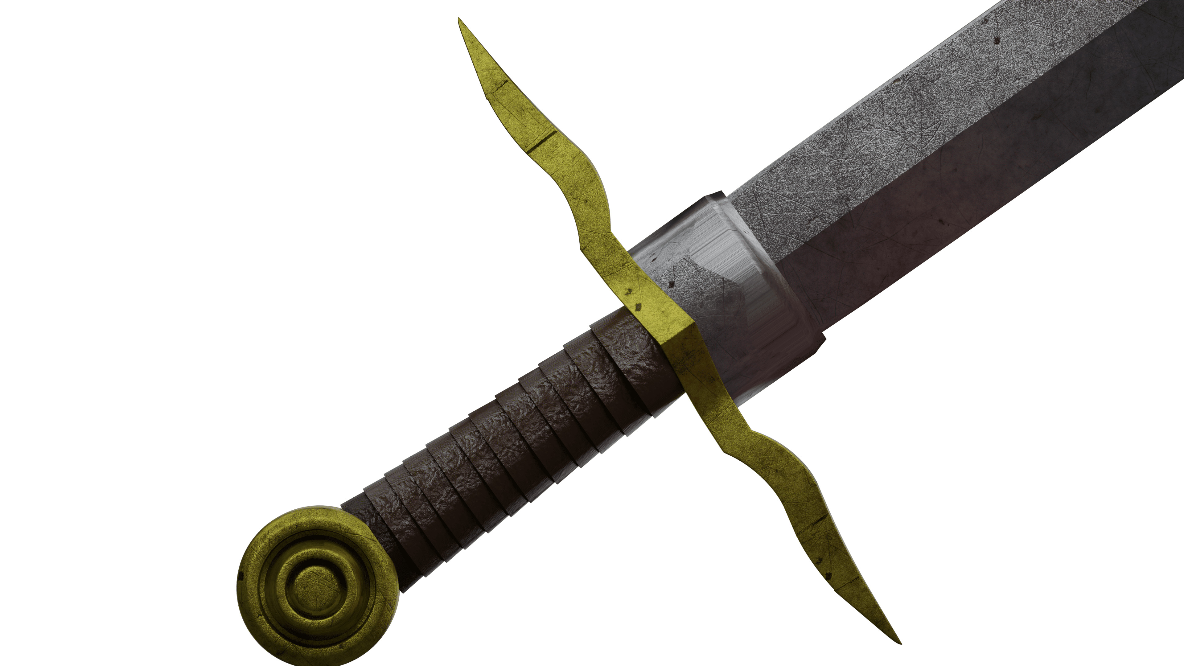 Game Ready Medieval Sword  Low and High Poly and Textures Low-poly 3D model_1