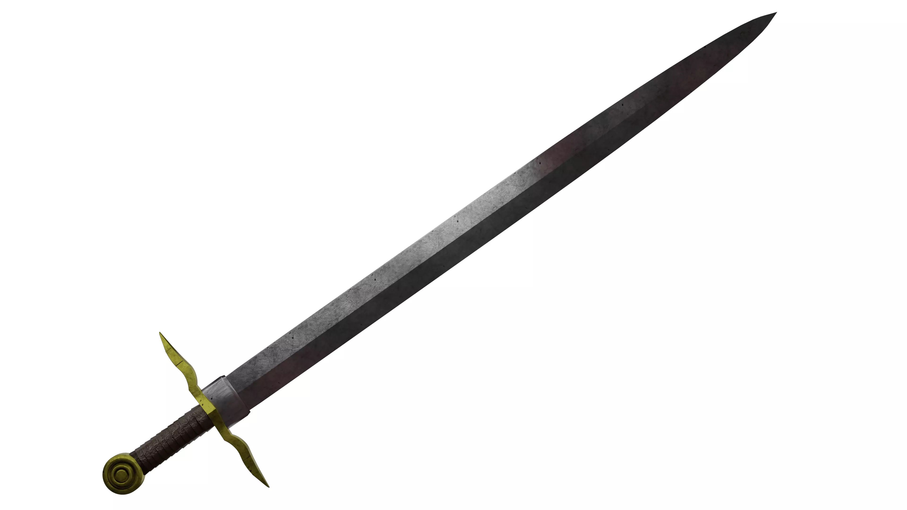Game Ready Medieval Sword  Low and High Poly and Textures Low-poly 3D model_0