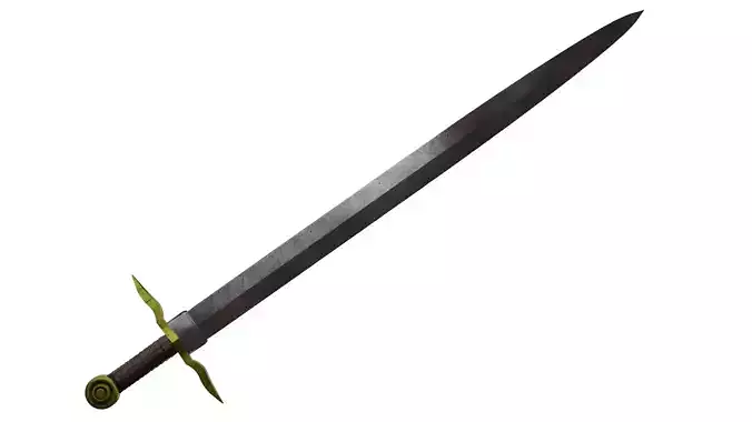 Game Ready Medieval Sword  Low and High Poly and Textures
